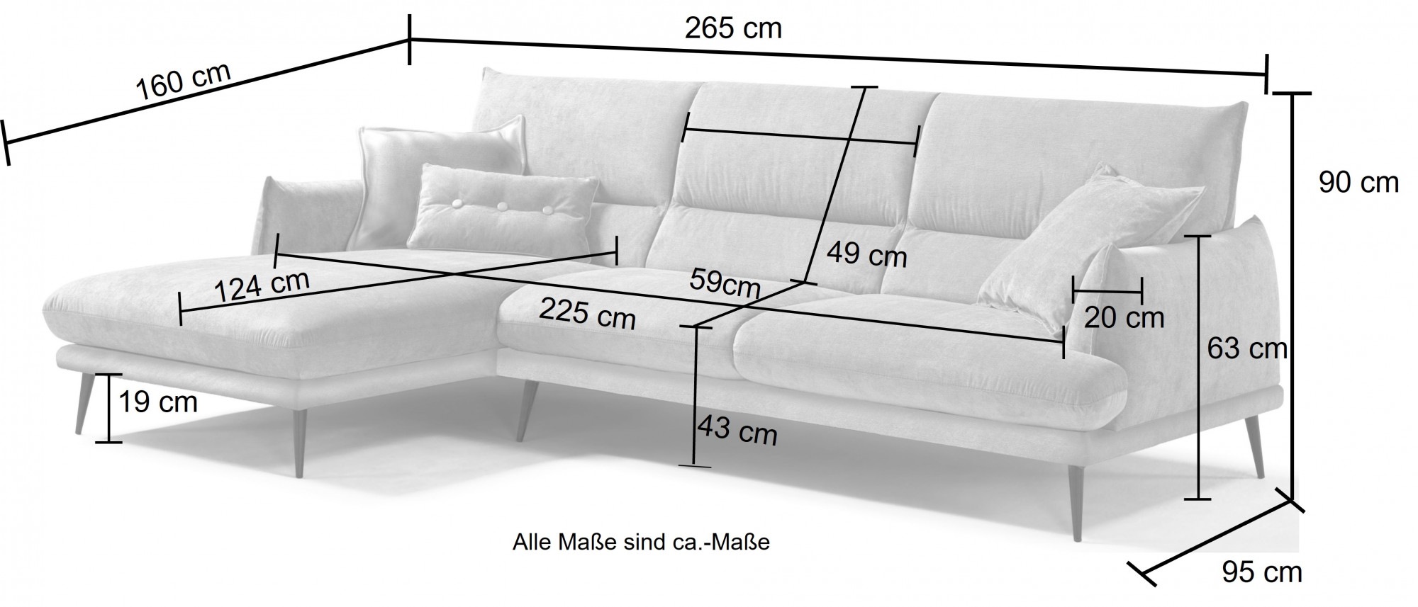 Egoitaliano Canapé d'angle »FUNNY, hochwertiges & aktuelles Design, bequeme Rückenlehne, L-Form« hochwertiger Sitzkomfort, L-Form