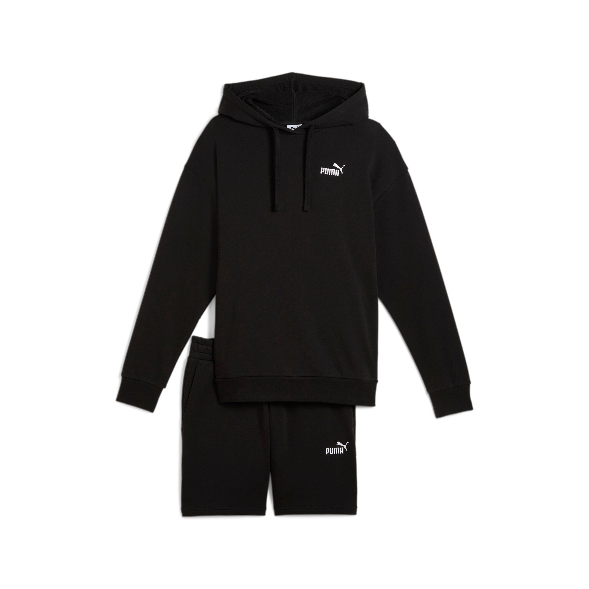 PUMA Trainingsanzug »SHORT HOODED RELAXED SWEAT SUIT 7" TR OP«, (2 tlg.)