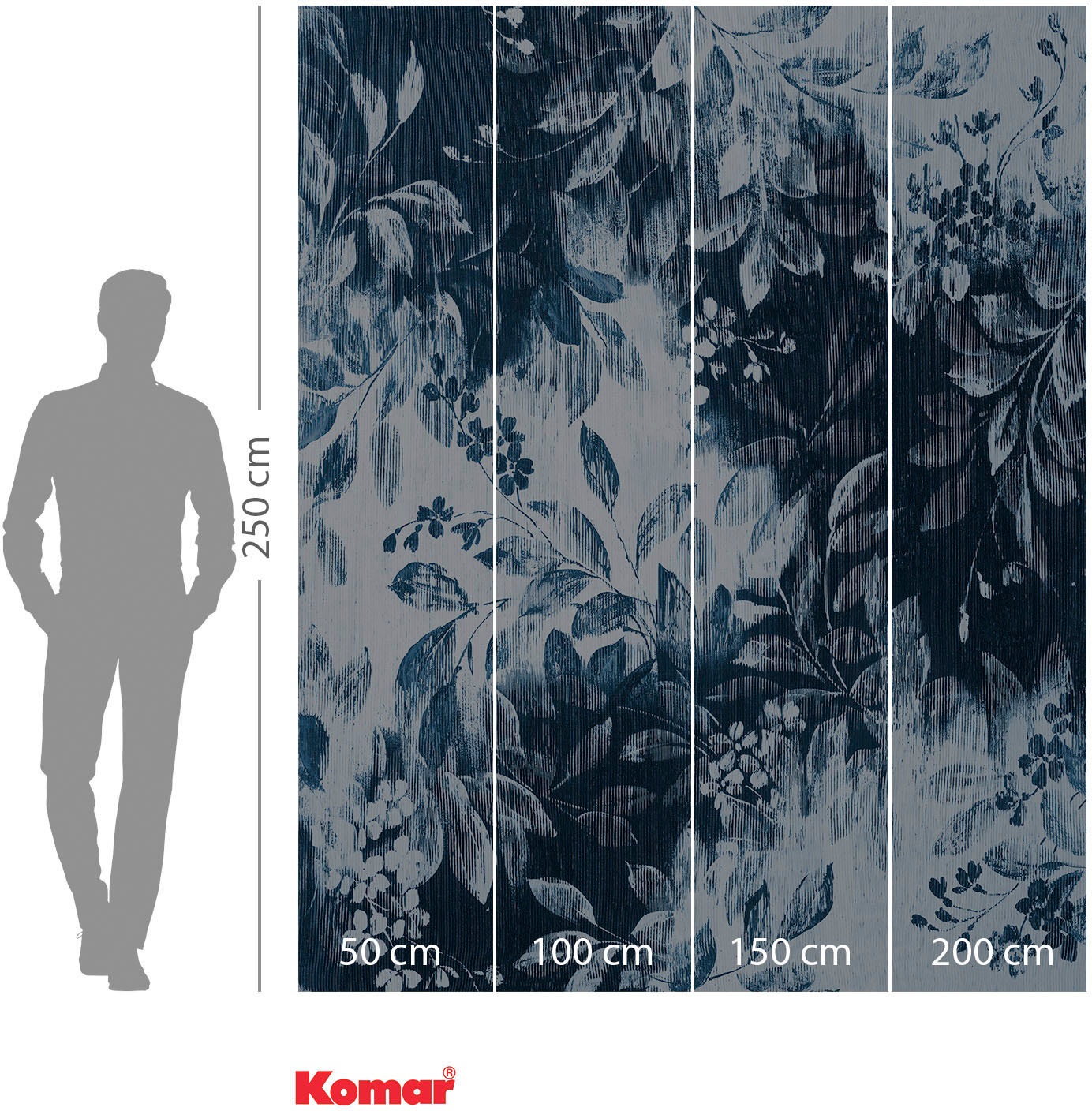 Komar Papier peint intissé »Digitaldruck Vlies -  Idyllic Indigo - Grösse 200 x 250 cm« imprimé Wohnzimmer, Schlafzimmer