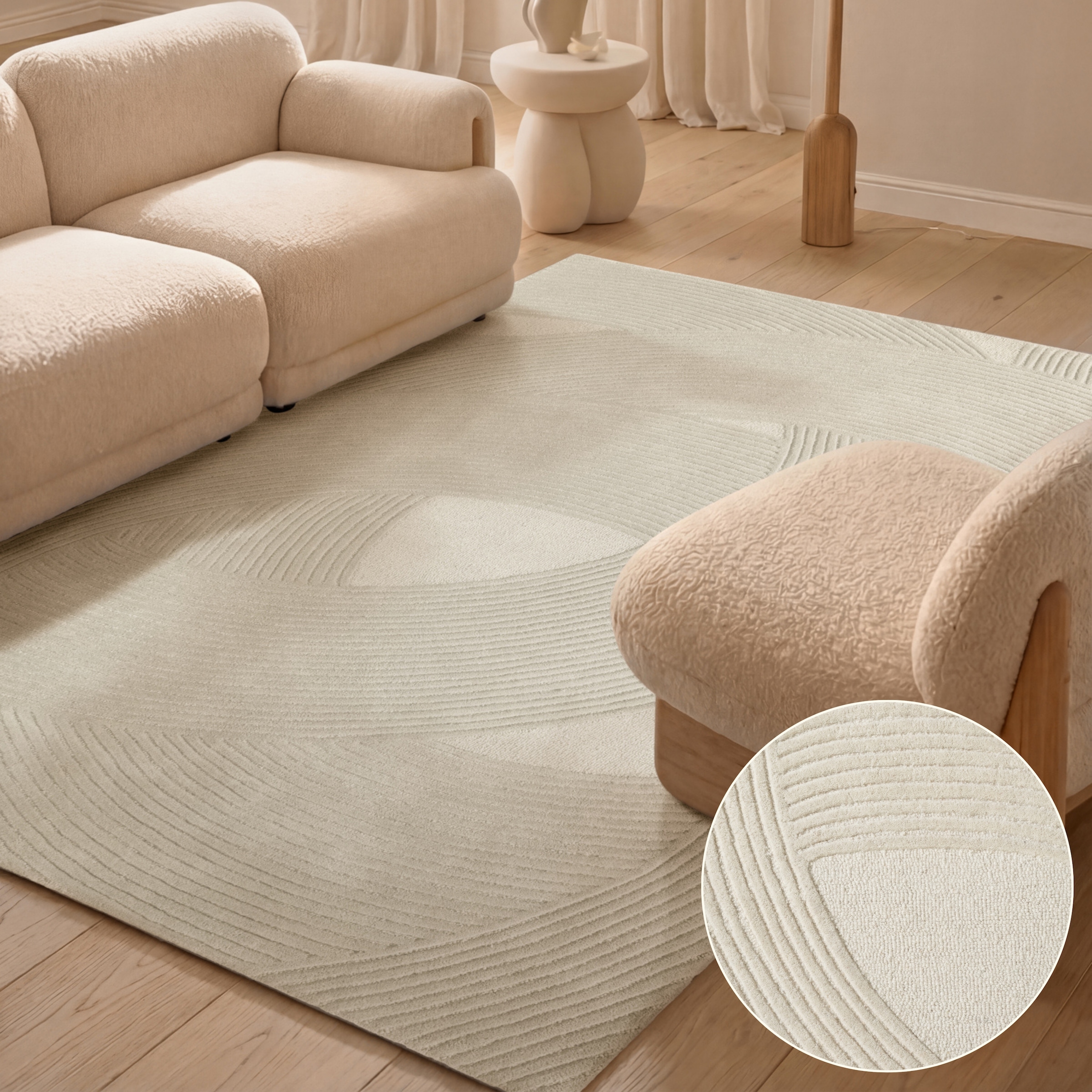 Ted Baker Tapis en laine »Victoria  , auch in rund« Rectangulaire 18 mm Höhe tapis naturel laine, design relief, salon, chambre