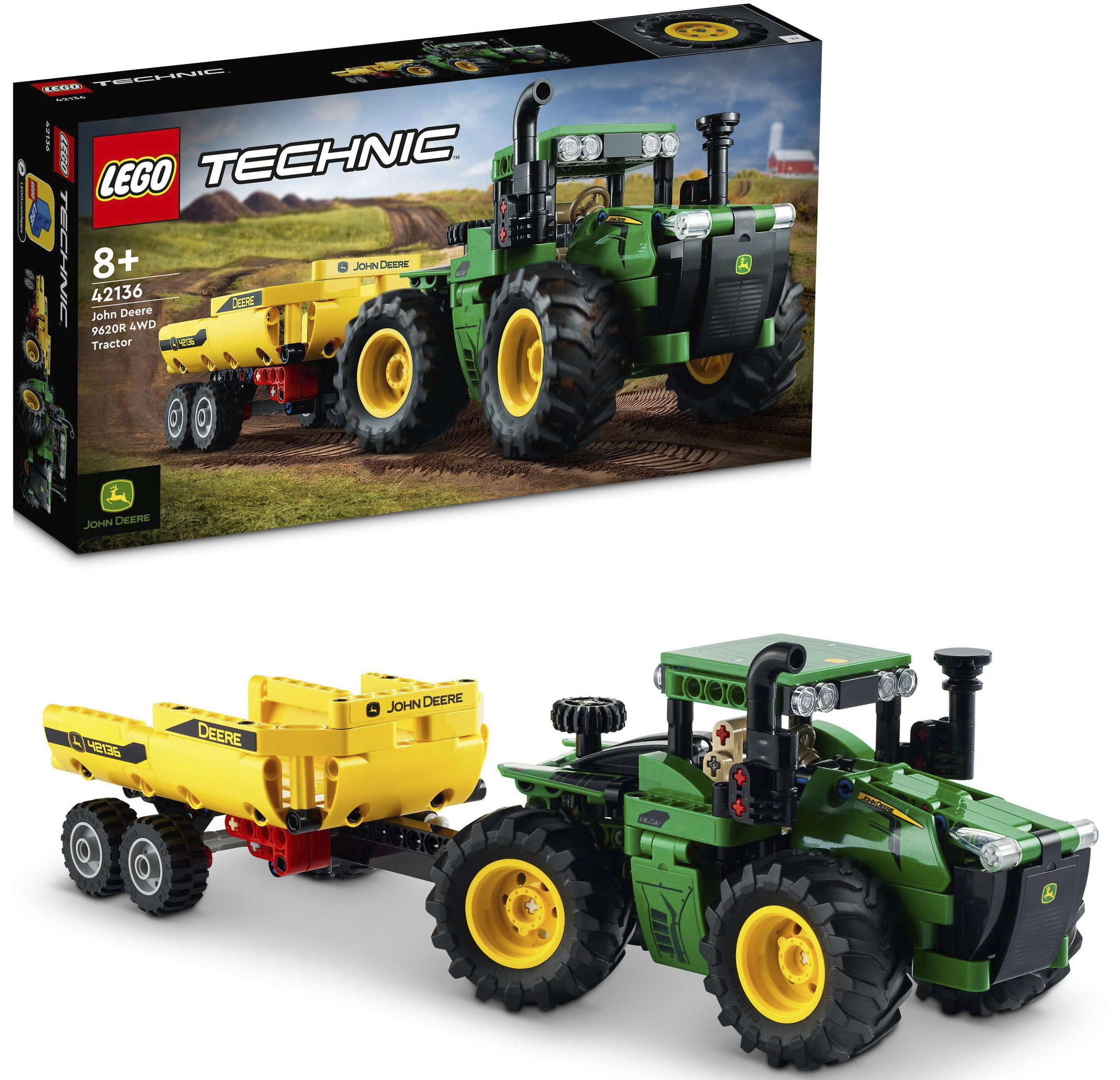Konstruktionsspielsteine »John Deere 9620R 4WD Tractor (42136), LEGO® Technic«, (390...