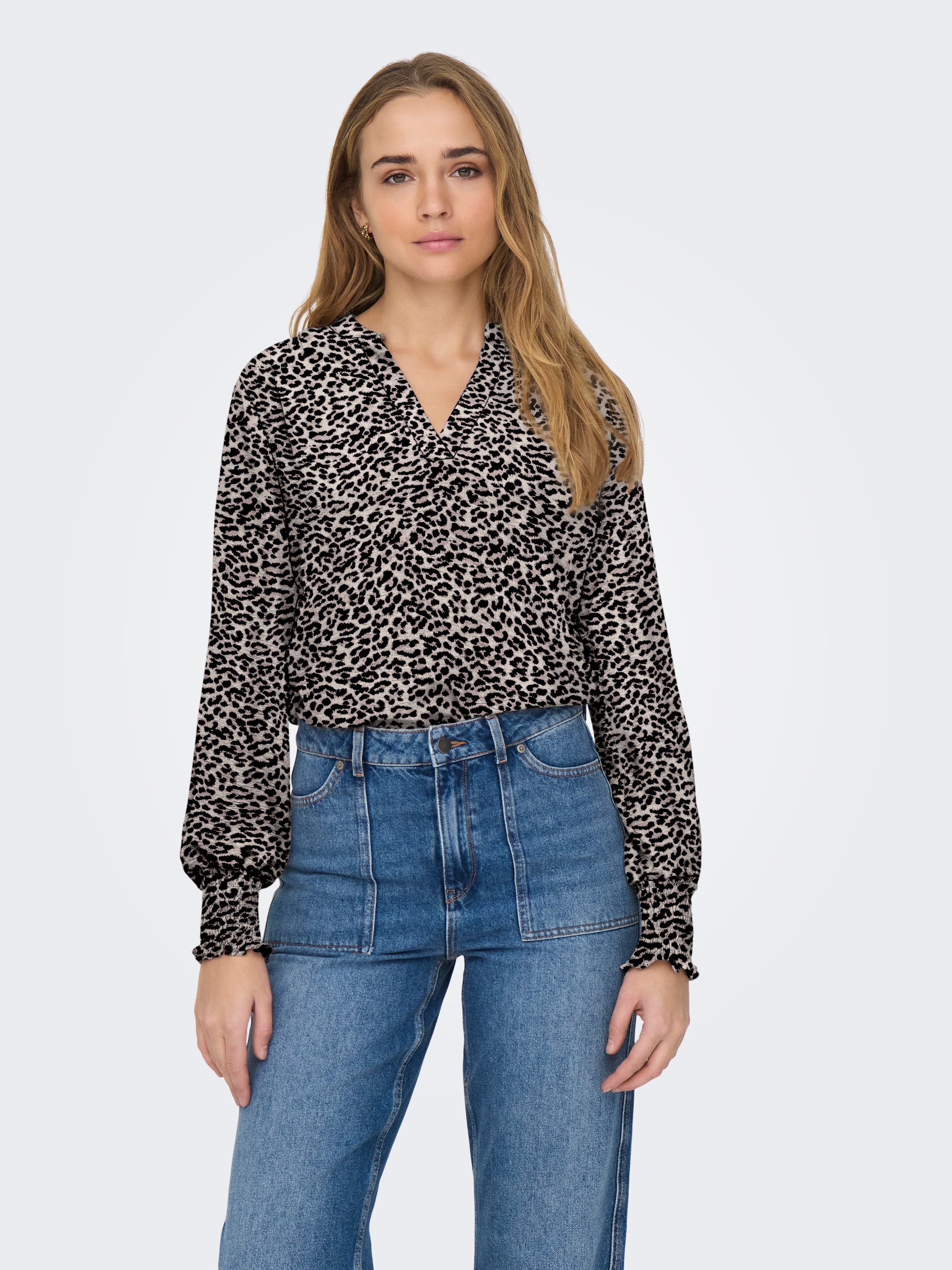 ONLY Chemisier »ONLMETTE V-NECK LS SMOCK TOP NOOS WVN« fibre synthétique, coupe régulière