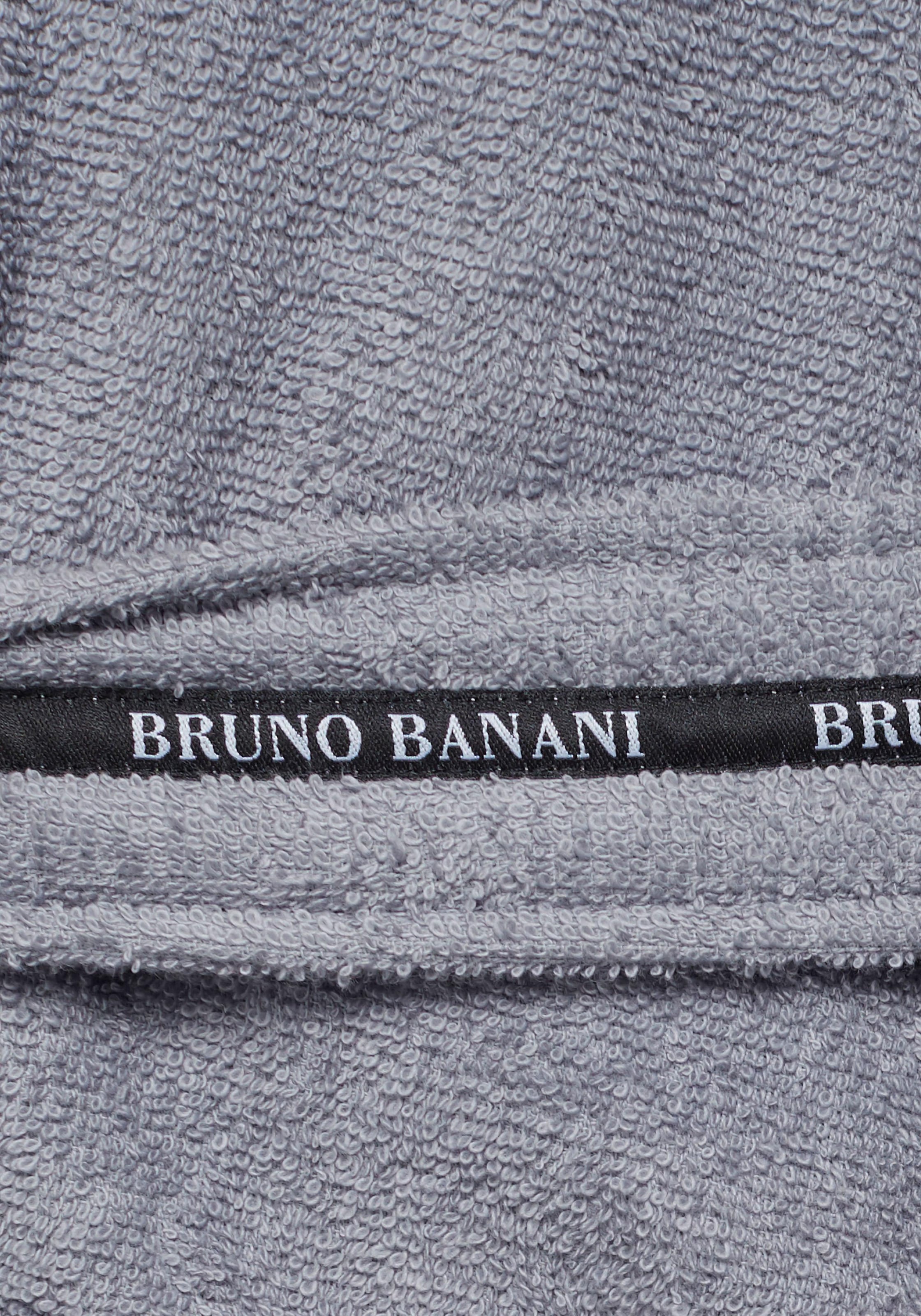 Bruno Banani Herrenbademantel »»Danny« Normalgrösse & Übergrösse«, (1 St.), mit Logostreifen, Herren Bademantel aus 100% Baumwolle, S-4XL