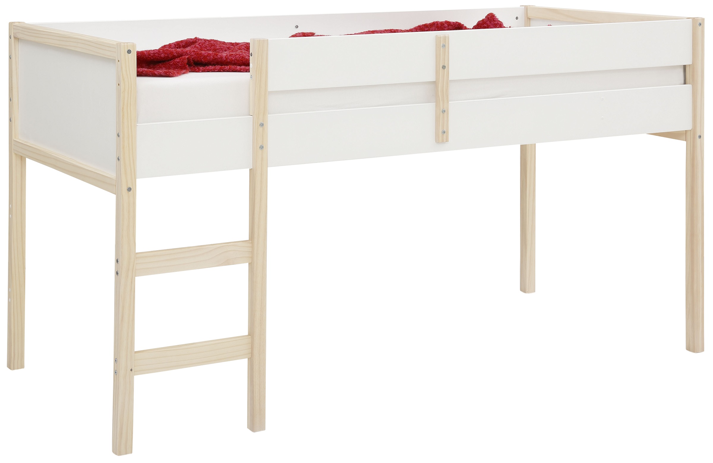 Image of Lüttenhütt Hochbett »Janne«, aus schönem massivem Kiefernholz, Einzelbett, inklusive praktischer massiver Holzleiter, in verschiedenen Farbvarianten erhältlich, Liegefläche 90x200 cm bei Ackermann Versand Schweiz