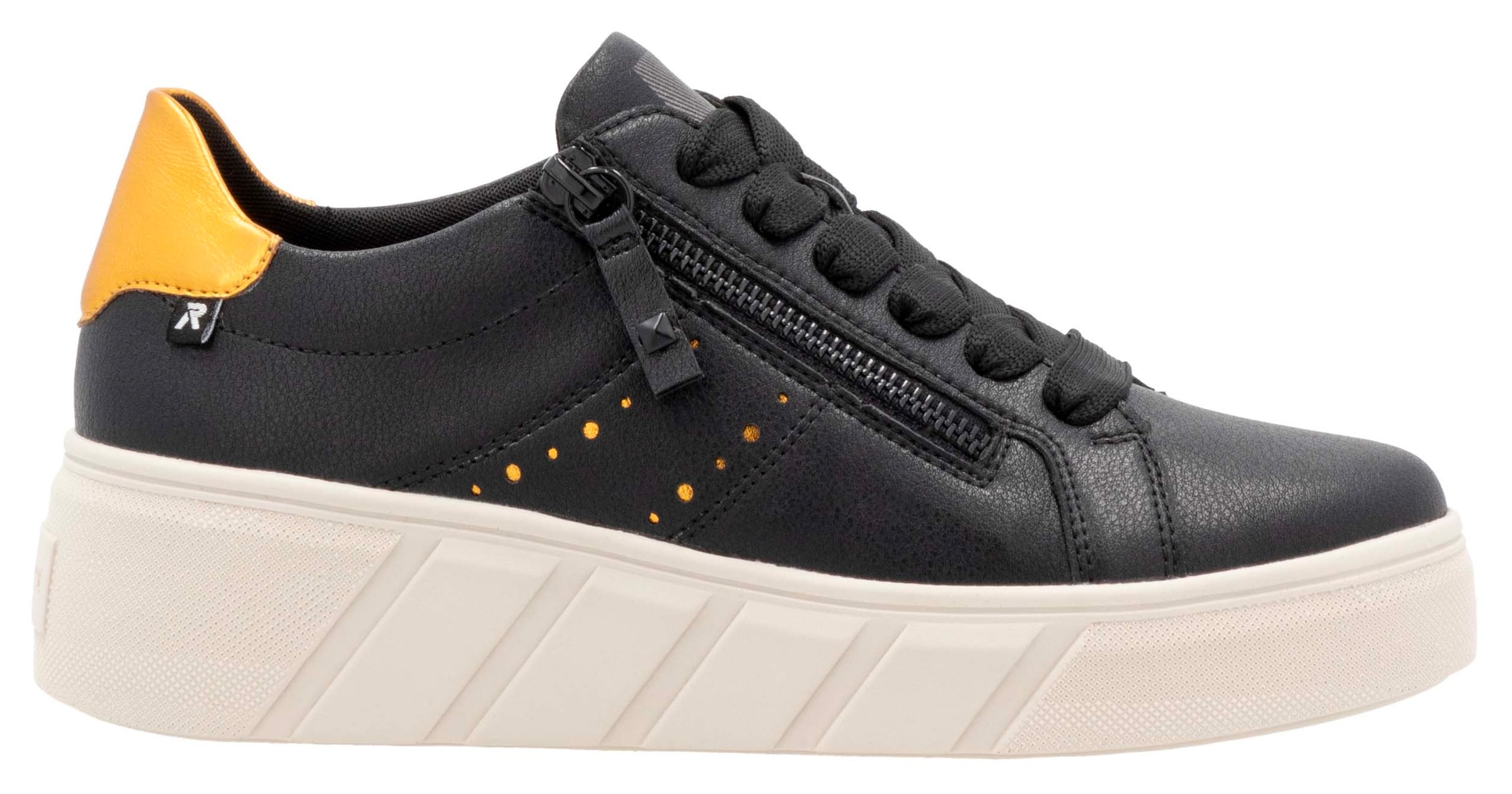 Rieker EVOLUTION Plateausneaker, Freizeitschuh, Halbschuh, Schnürschuh mit zusätzlichem Reissverschluss
