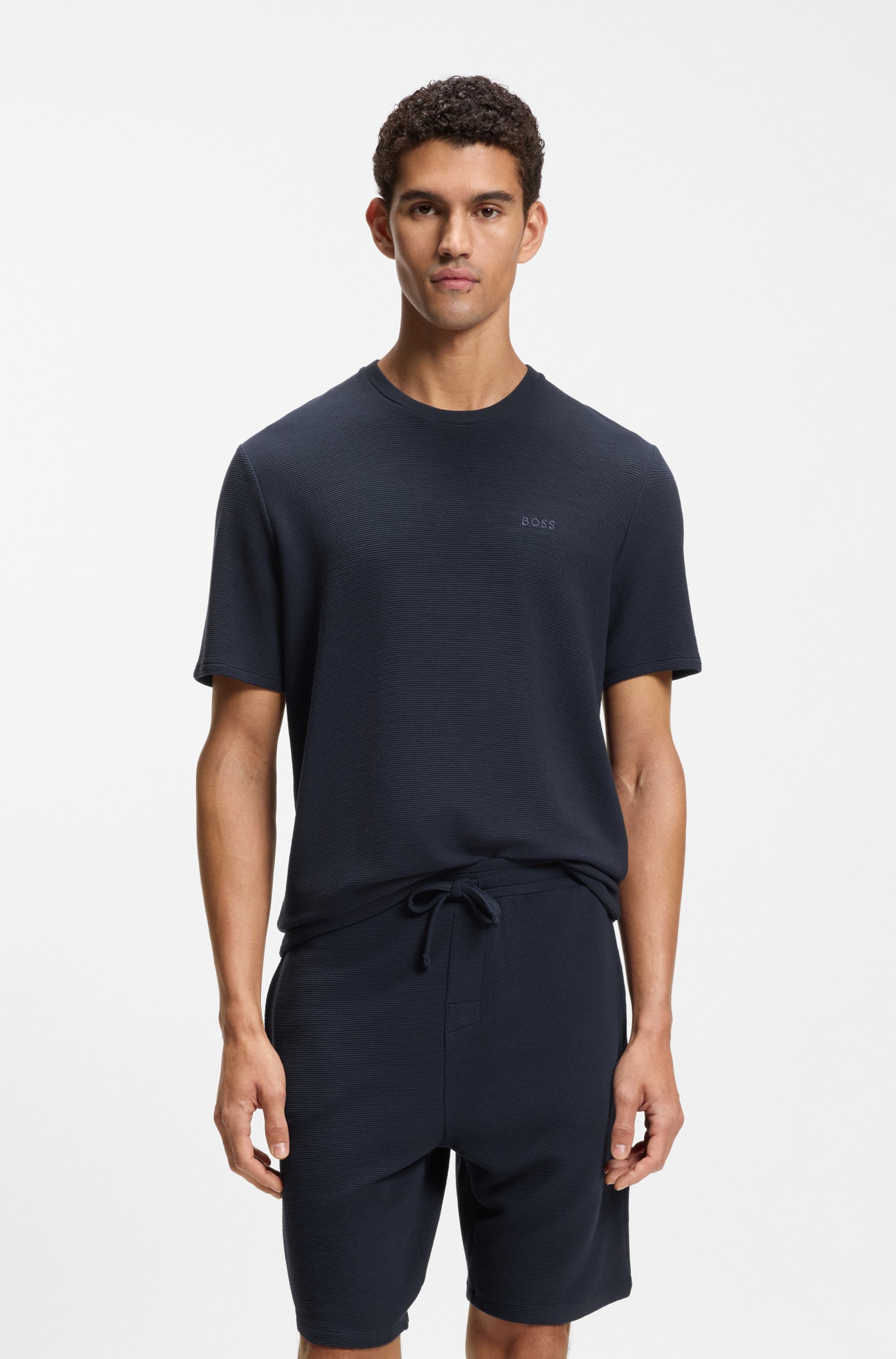 Image of BOSS T-Shirt aus Ripp-Qualität, regular fit, Rundhals