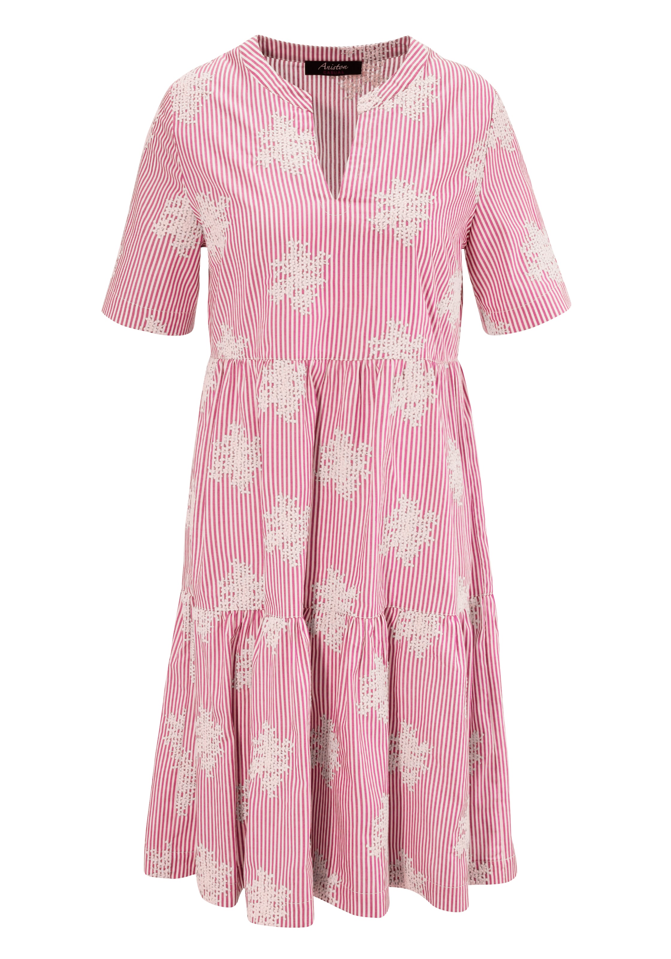 Aniston CASUAL Sommerkleid, gestreift und mit aufwändigen Stickereien verziert