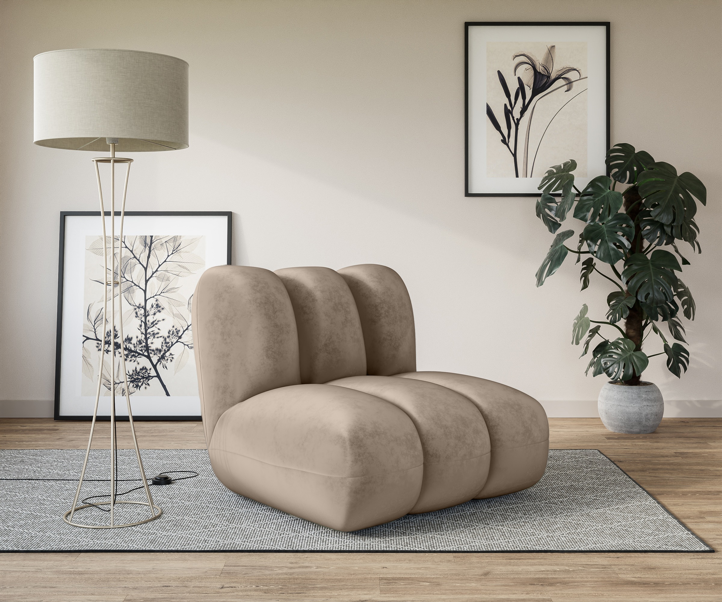 Image of LeGer Home by Lena Gercke Sessel "Priya Loungesessel, moderne Steppung, auch in Bouclé" perfektes Einzelstück, gemütlich und modern, B/T/H: 102,5/106,5/83 cm