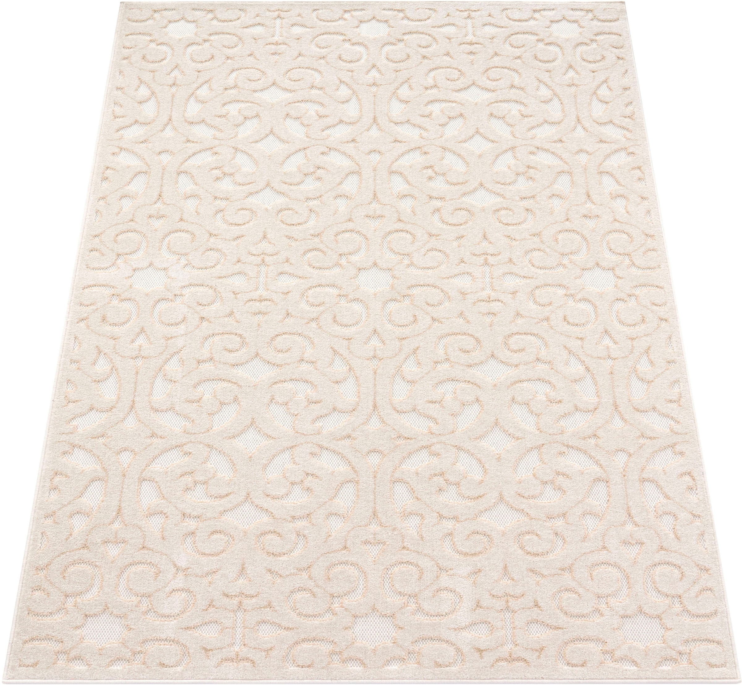 Paco Home Teppich »Cotton 234«, rechteckig, Uni-Farben, Hoch-Tief Effekt,  Ornamente, boho, Outdoor geeignet günstig kaufen | Kurzflor-Teppiche