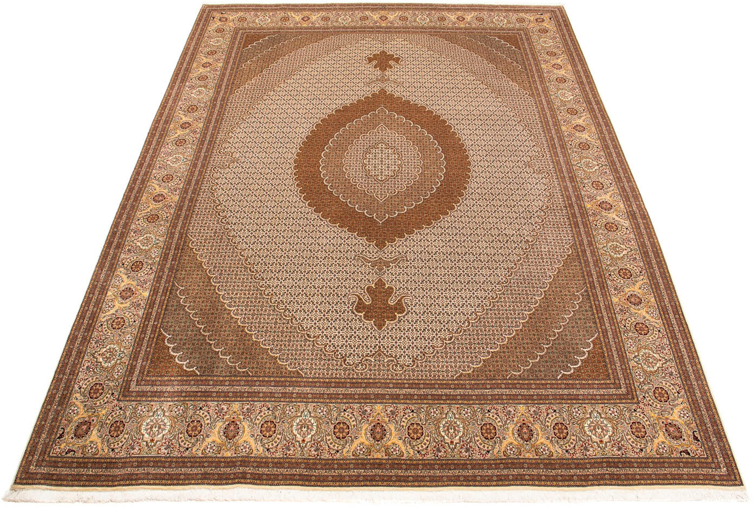 Image of morgenland Orientteppich »Perser - Täbriz - 392 x 302 cm - hellbraun«, rechteckig, 10 mm Höhe, Wohnzimmer, Handgeknüpft, Einzelstück mit Zertifikat bei Ackermann Versand Schweiz