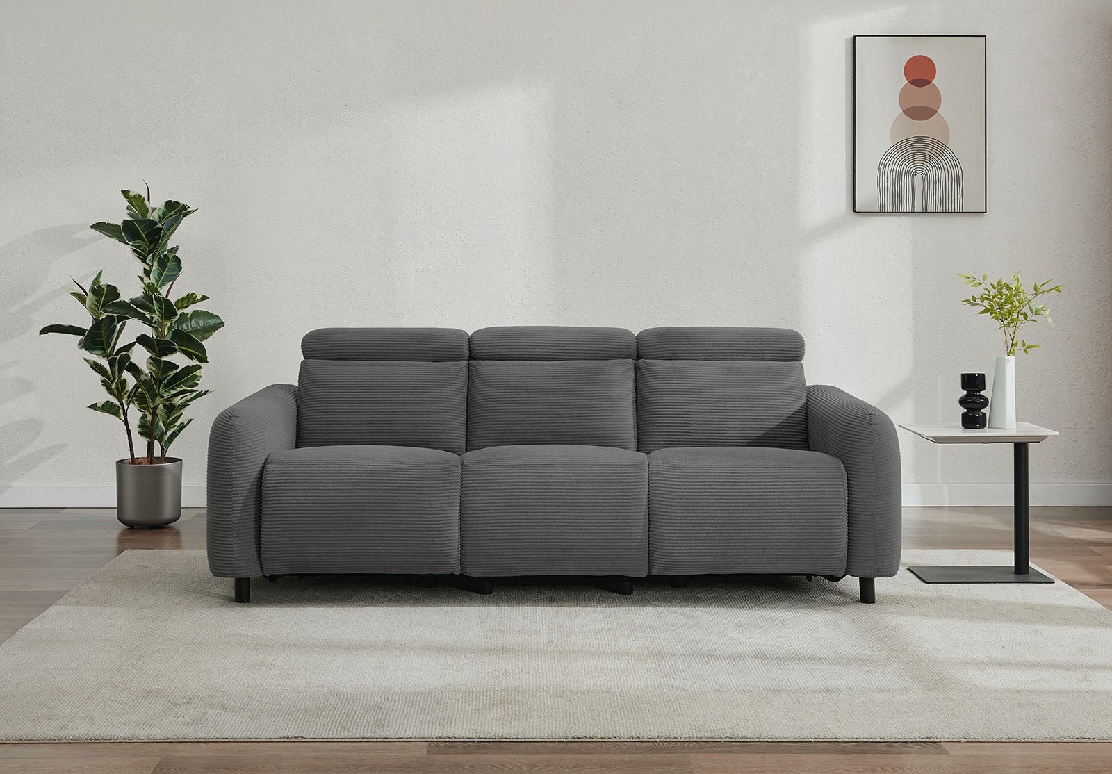 Image of GOODproduct 3-Sitzer "SKAANE Cord-Sofa, 229 cm, manuelle u. elektrische Relaxfunktion" Relax-Funktion in 2 Sitzen, Kopfteilverstellung, Federkernpolsterung