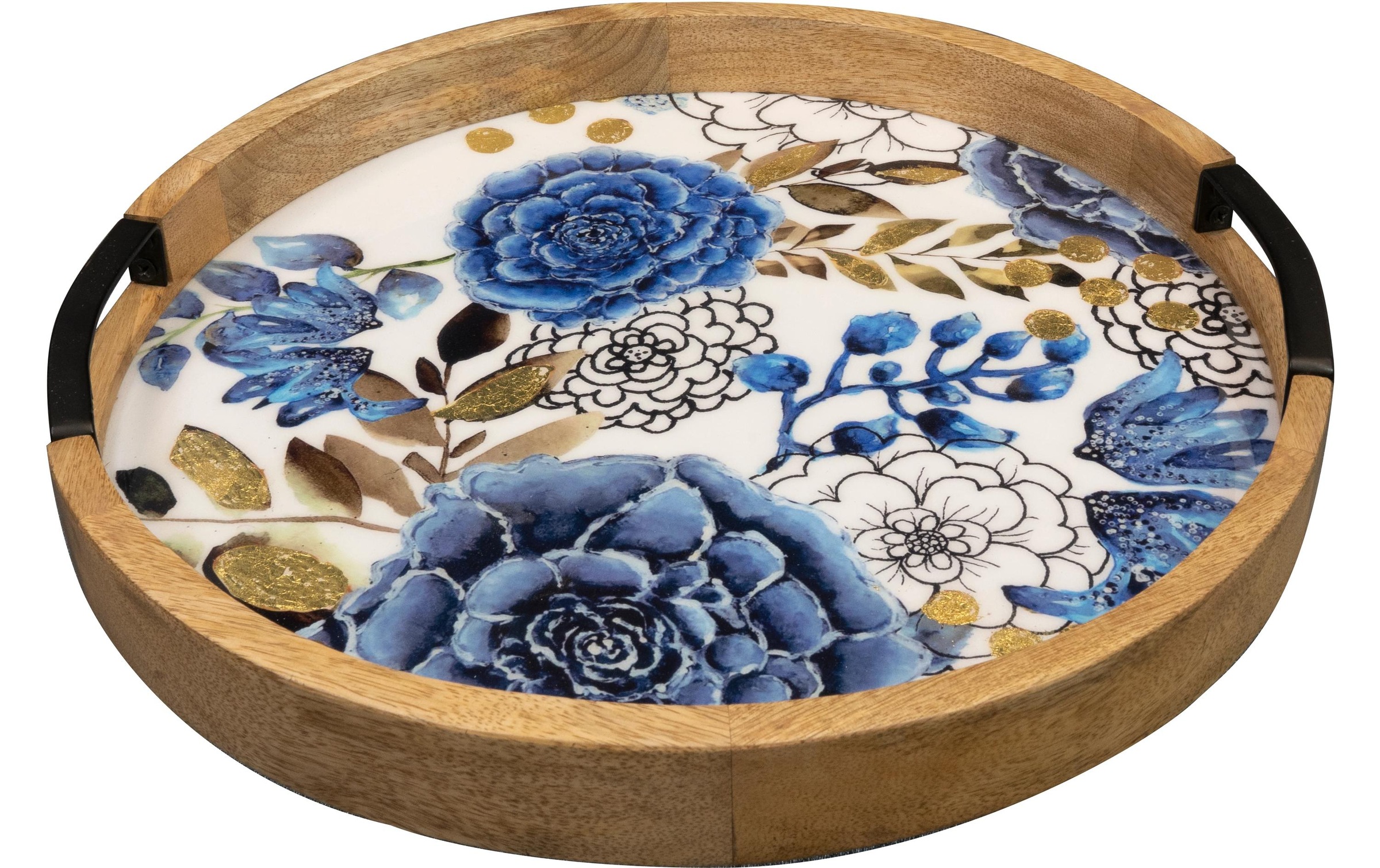 Image of Tablett "CHALET Dutch Ø 35 Blau" Holzart: Mango (Indien)