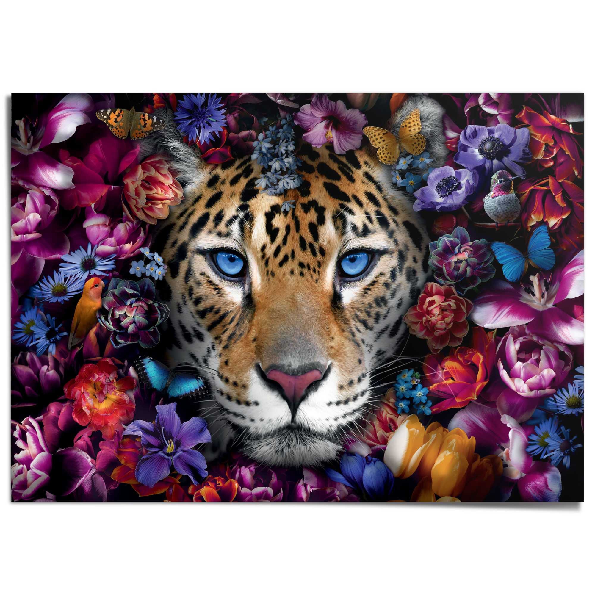 Image of Reinders Poster "Power Cat" Wohnzimmer - Blumen - Schmetterlinge - Farbenfroh - Mehrfarbig, Papier