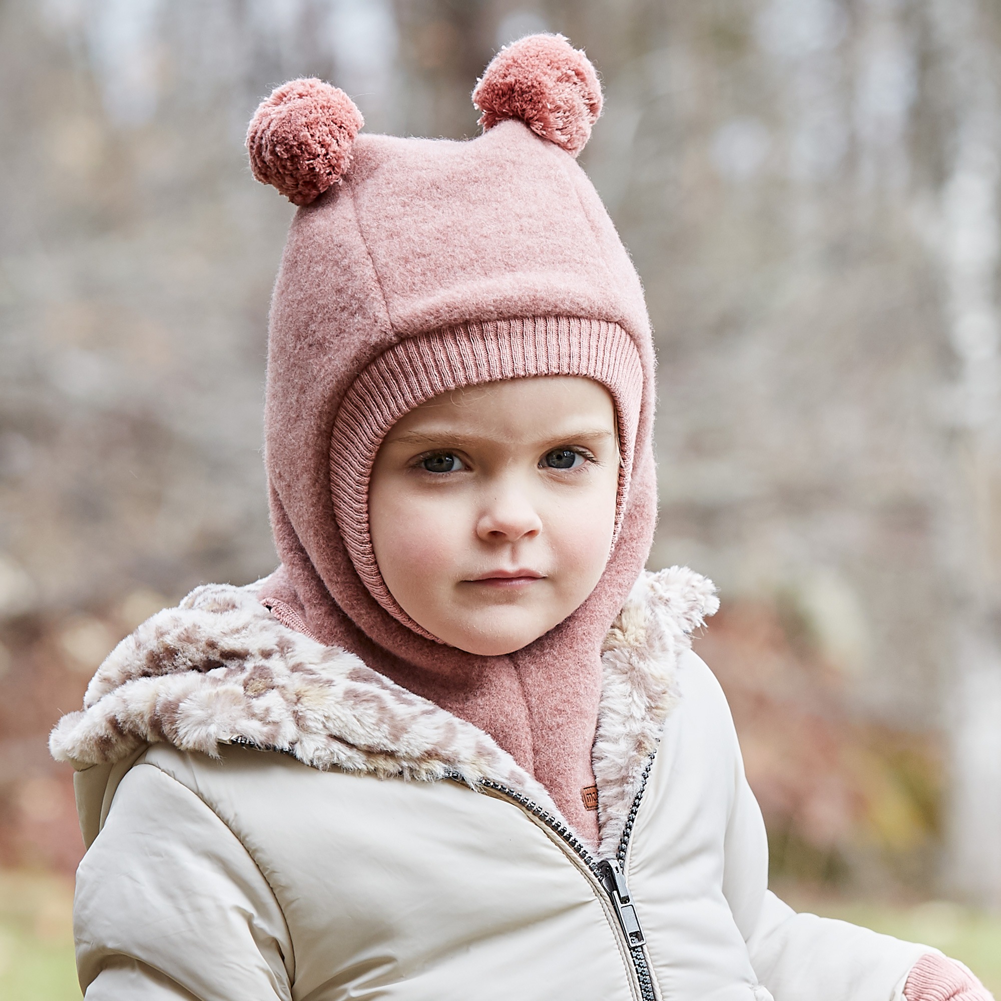 MAXIMO Schlupfmütze Wolle, gefüttert, mit zwei Bommeln, Rippstrickbünchen