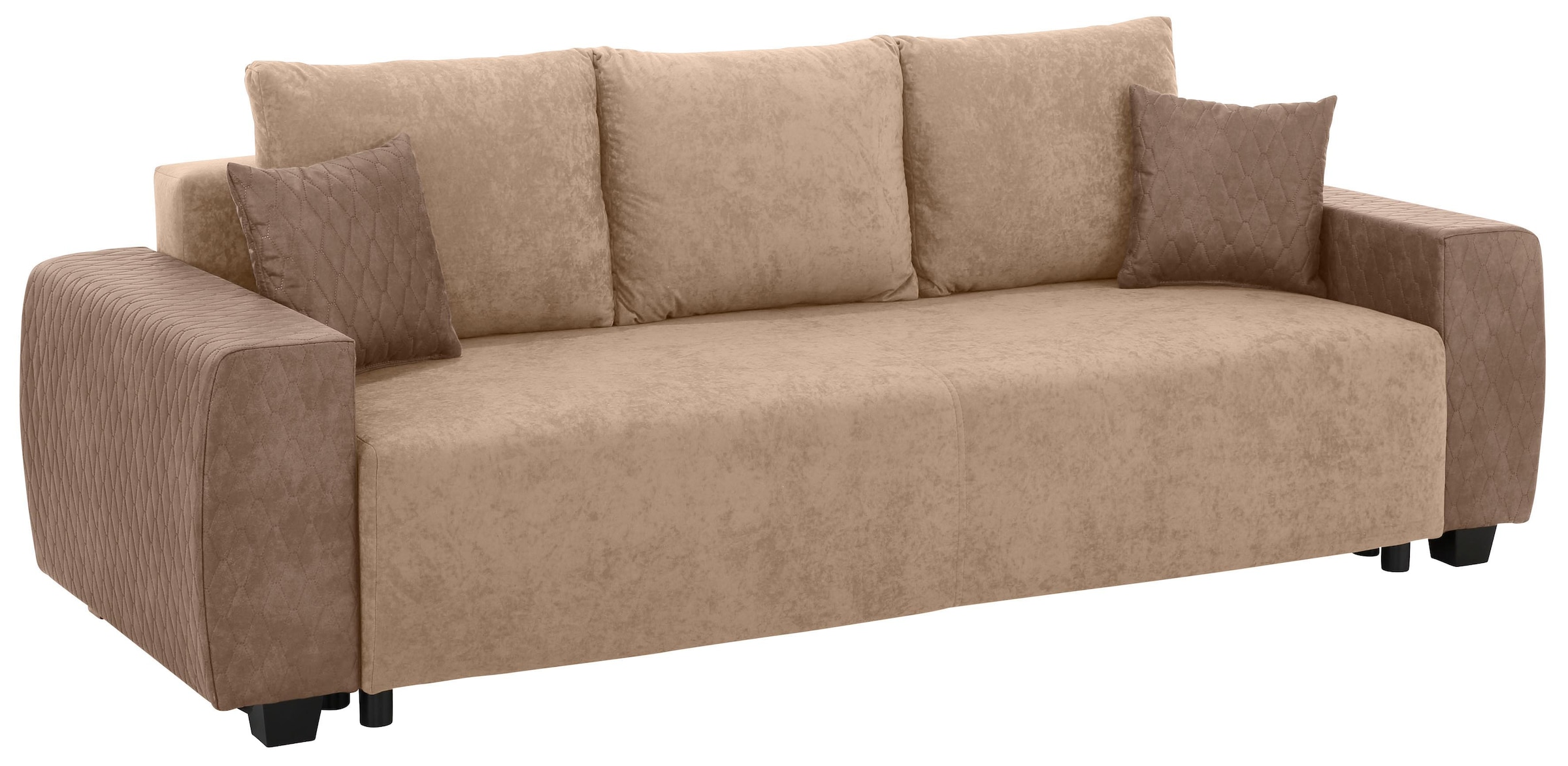 Home affaire Schlafsofa »Bella, B: 241 cm, Liegefl. 142x194 cm« mit Bettfunktion, Bettkasten & 2 Zierkissen, Federkern