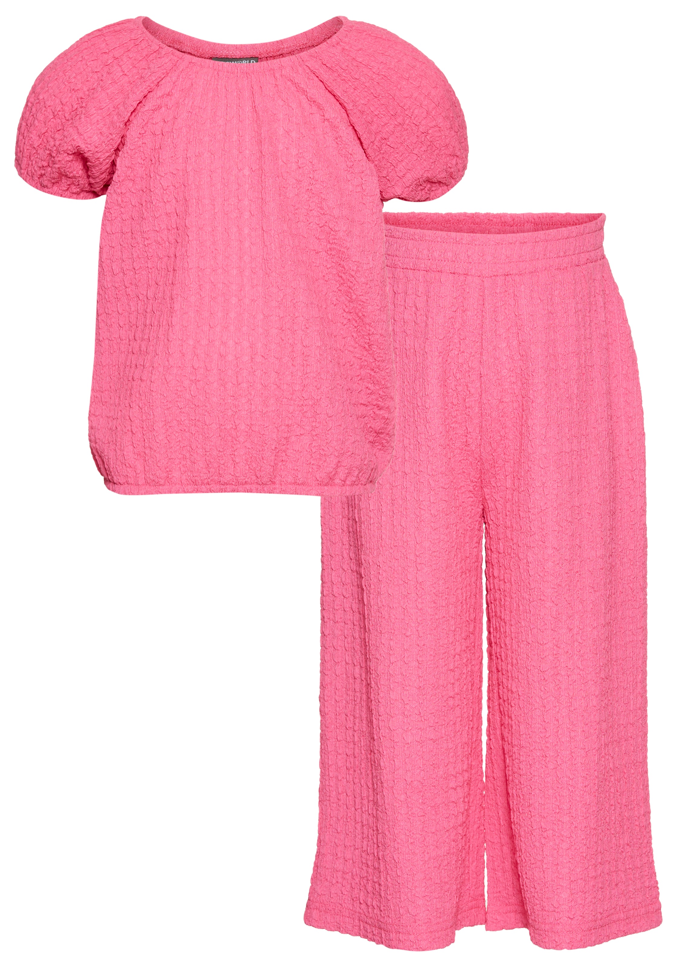 KIDSWORLD Shirt & Hose »Set: Carmen-Top + Hose« Set, 2, 2 Stk. tlg. Ganzes Outfit: Shirt mit Raglanärmeln und Hose