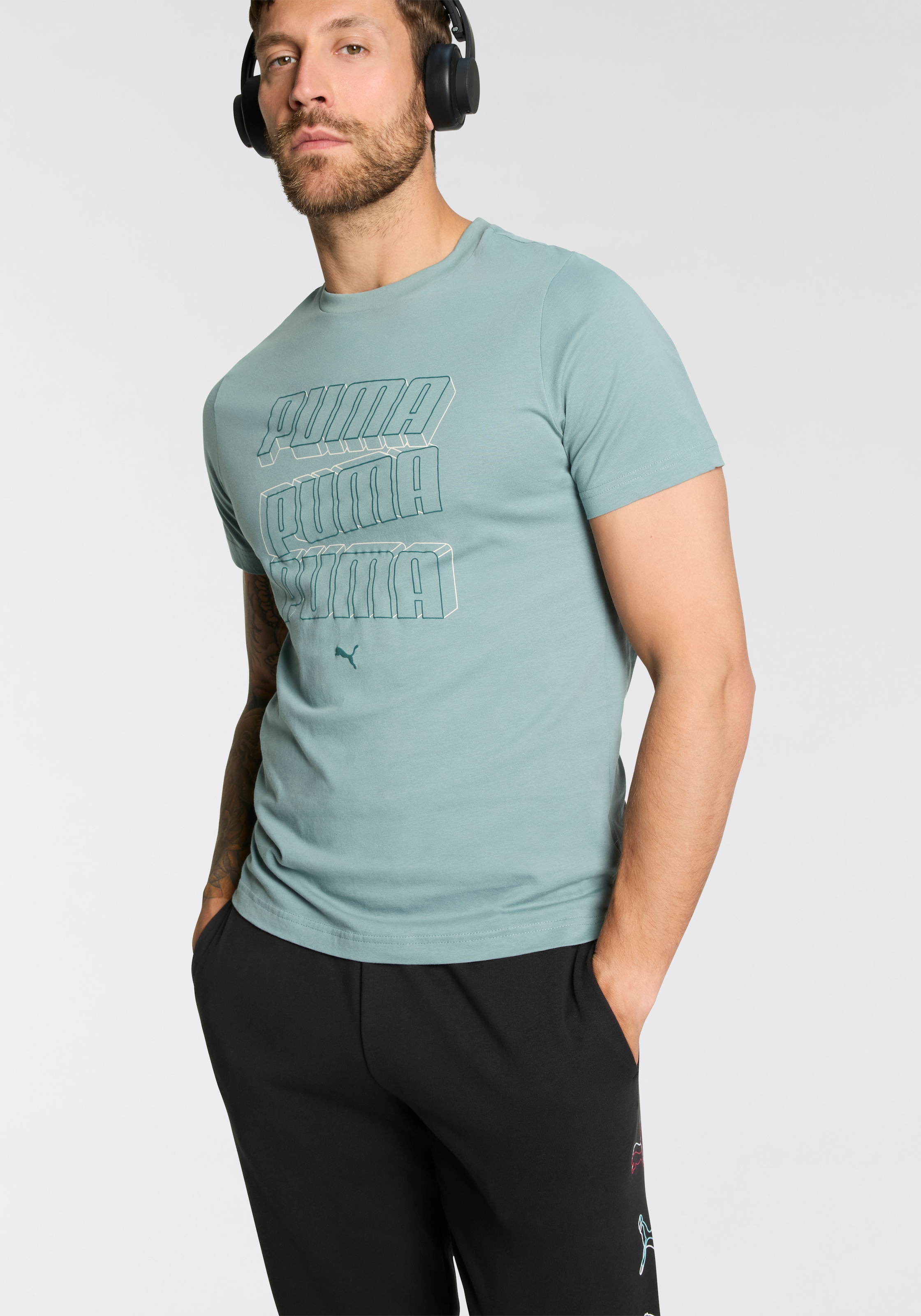 Image of PUMA T-Shirt "ESS LOGO LAB HOG TEE" Regular Fit, Kurzarm, für sportlichen Look, Rundhalsausschnitt