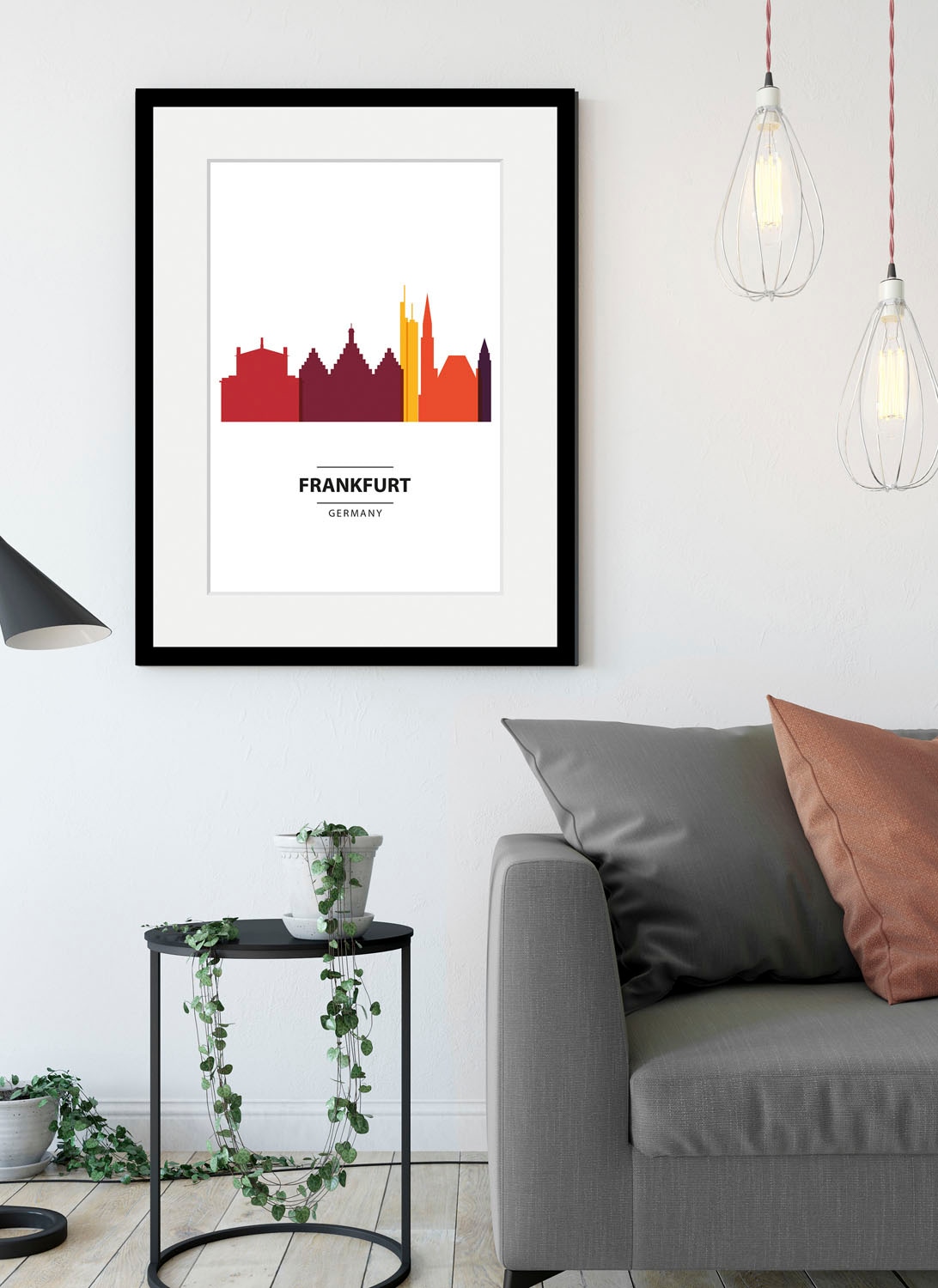 Image of queence Bild "Frankfurt Color Splash" Deutschland Frankfurt am Main Gebäude Stadt Städte 1 Stk. tlg. HD Premium Poster-Druck inkl. Holzrahmen
