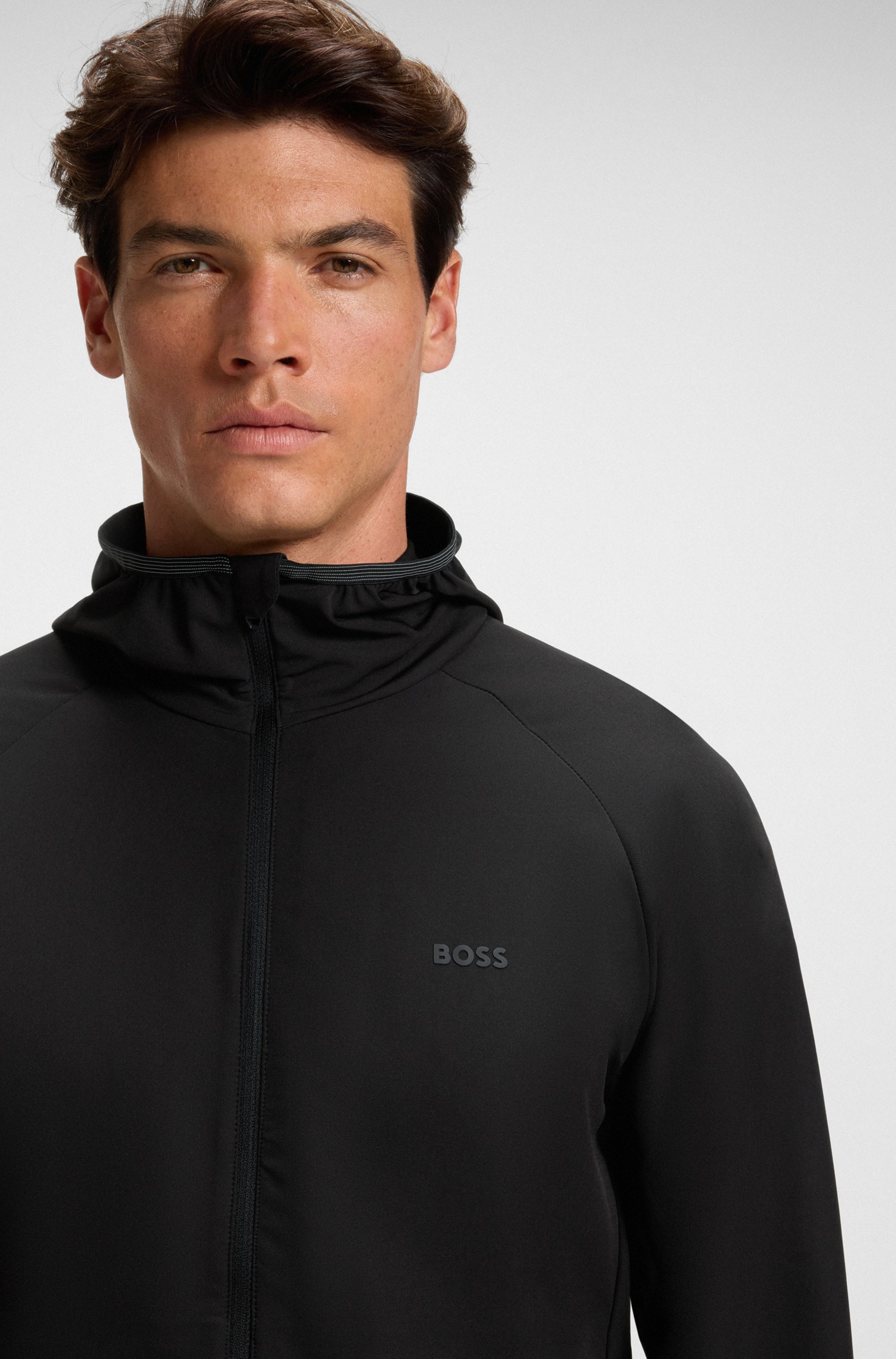 BOSS GREEN Veste fonctionnelle »L Commuter« mit Kapuze wasserabweisend Funktionsjacke mit gummiertem Label 4 Wege Stretch