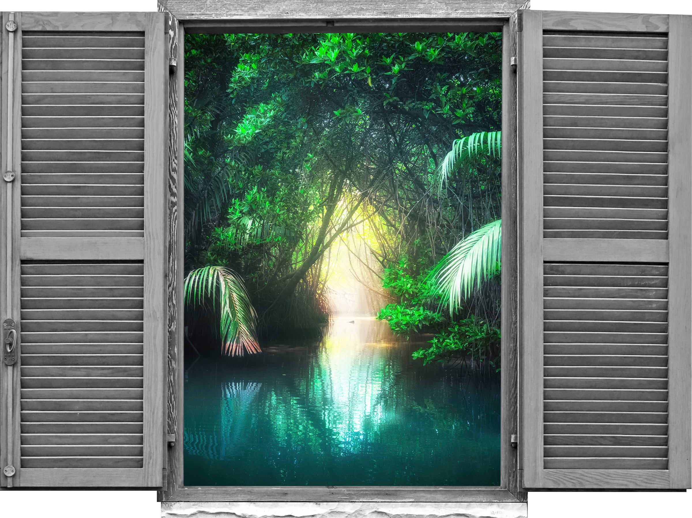 Image of queence Wandtattoo "Tropische Palmen" Wandsticker, Wandbild, selbstklebend, 3D, Fenster