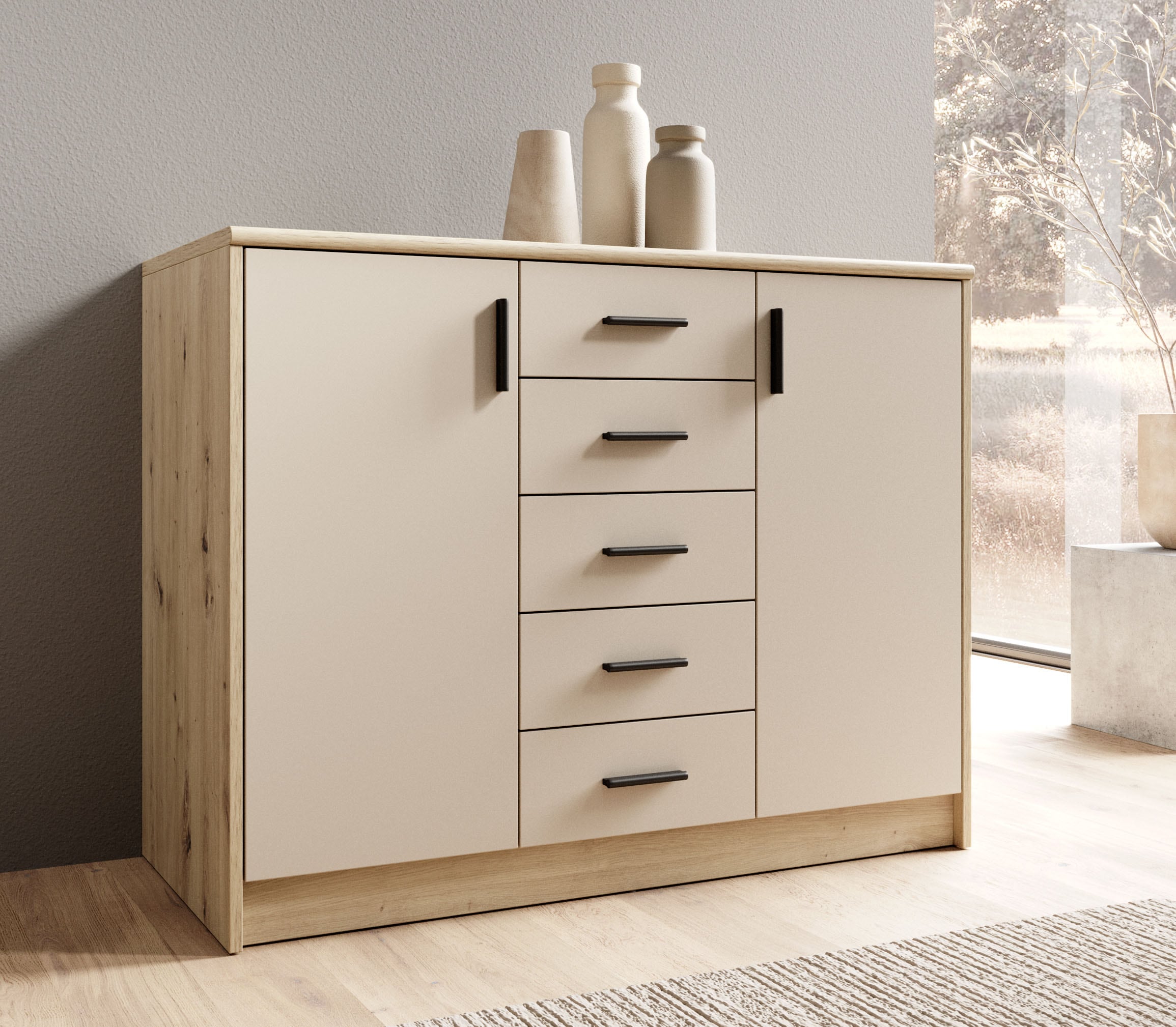 HBZ Sideboard »Nelly Kommode, BxHxT 109x86x50cm« 1 Stk. tlg. Breite 109cm, Einlegeböden verstellbar, foliert
