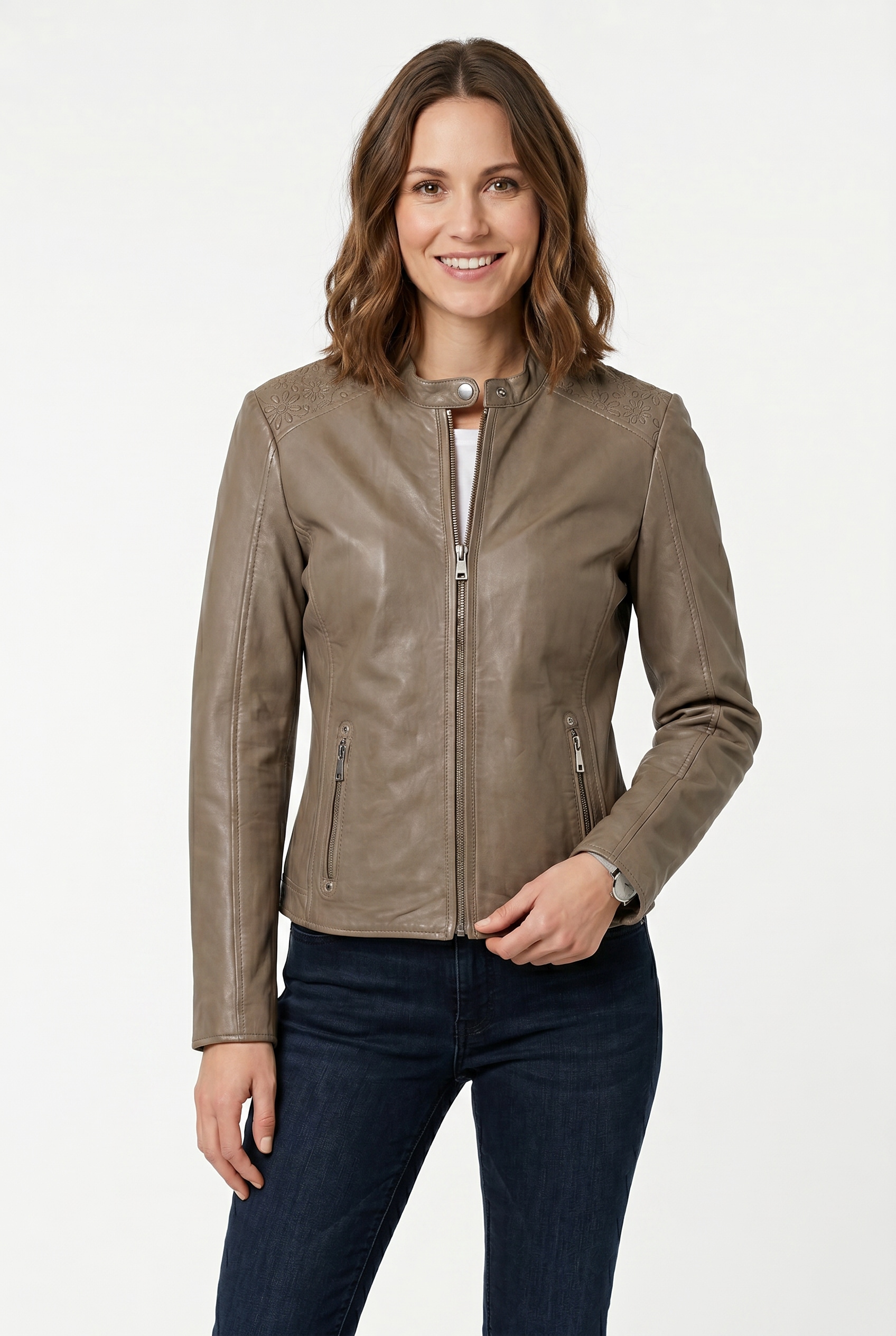 Image of Mauritius Lederjacke "MWMabou" Bikerjacke mit dekorativer Schulterpartie