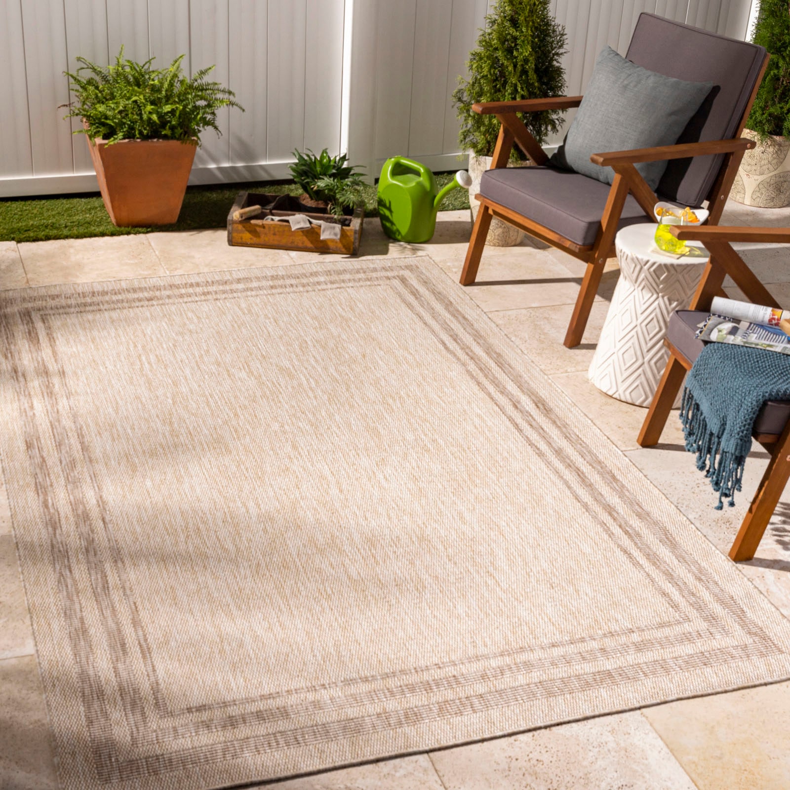 Surya Teppich »LENON«, rechteckig, Teppich In- /Outdoor Boho Jute-Optik, Balkon, Terrasse, Garten, Beige