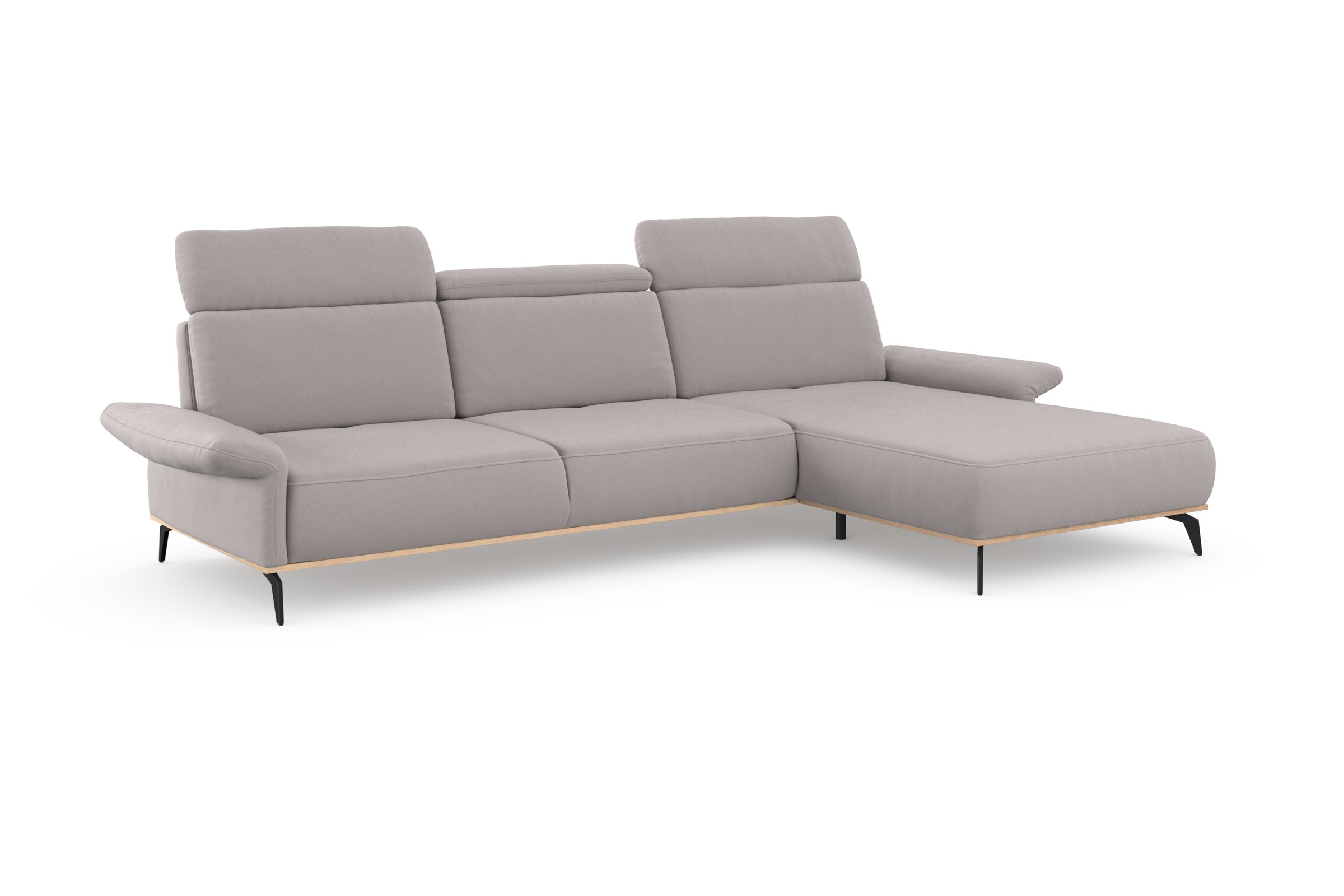 Places of Style Ecksofa »Fjord L-Form«, massiv, wahlweise mit Armlehnfunktion, Kopf- Sitztiefenverstellung