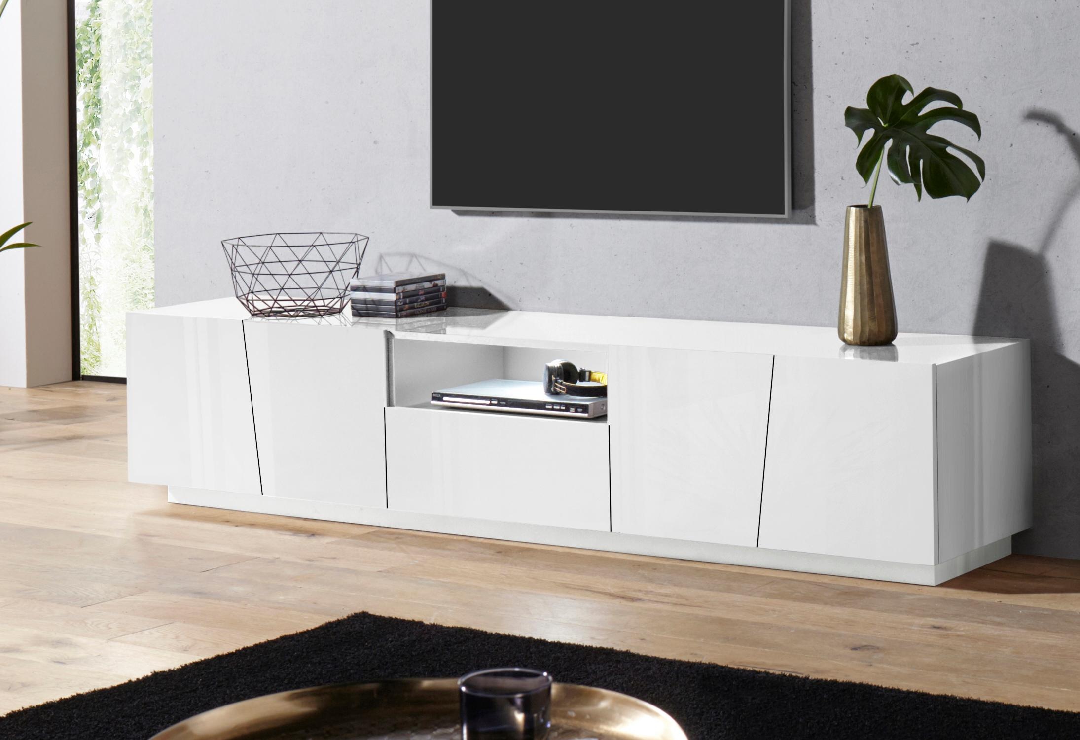 Home Affaire Weiß Hochglanz Lowboard "Vega" Breite 220 Cm