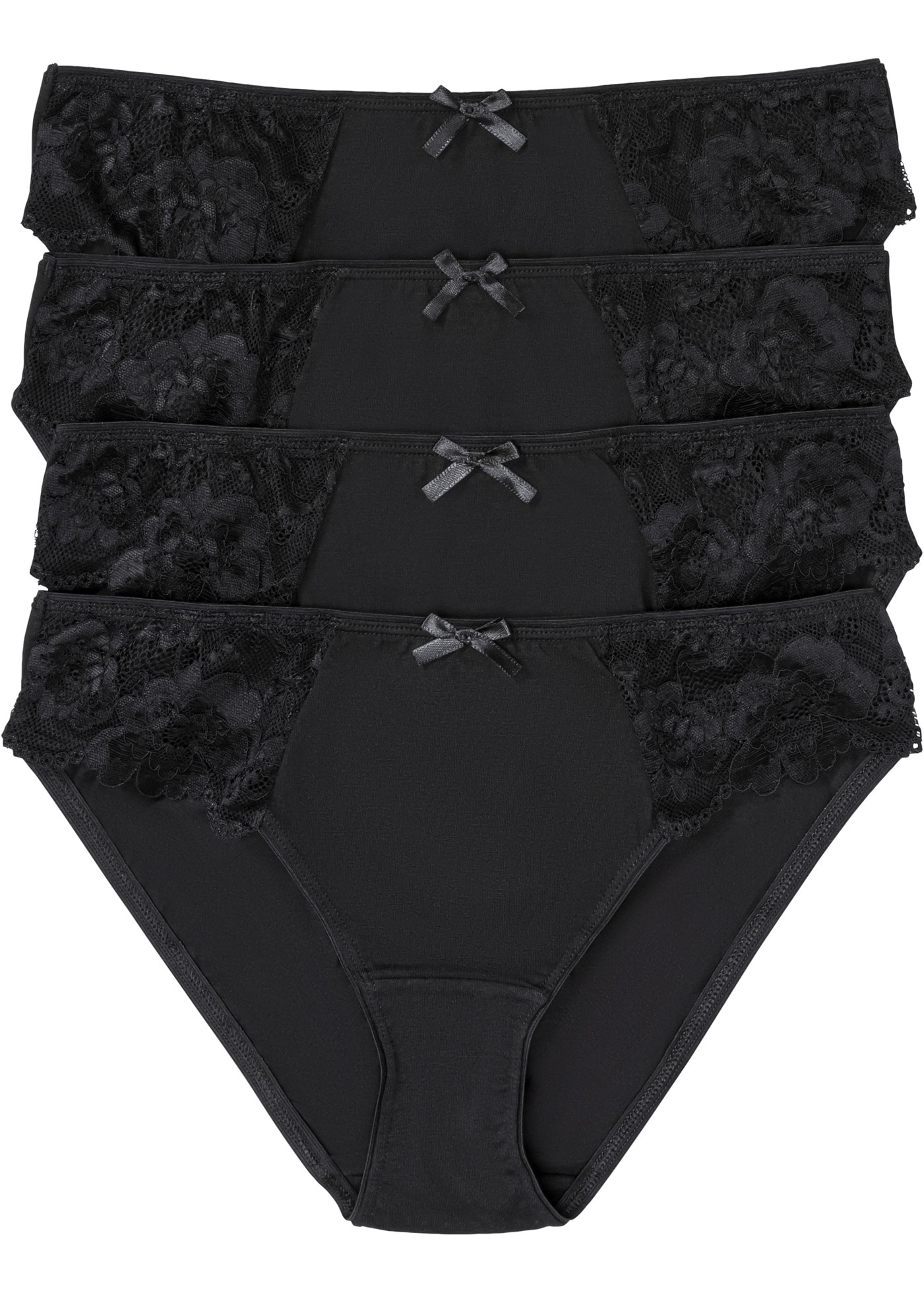 Image of bonprix Slip Packung, 4 Stk. klassische Passform, elastische Spitze, aus Baumwolle und Elasthan