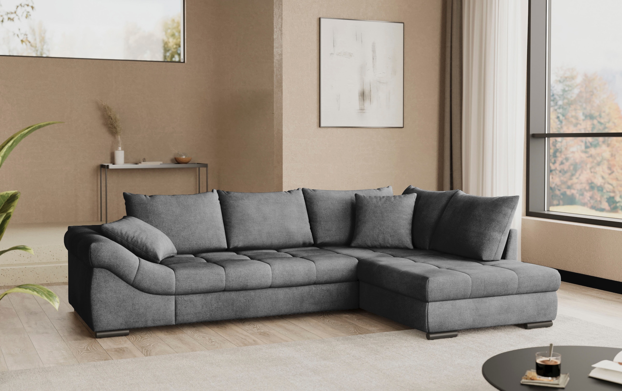 Mr. Couch Canapé d'angle »Allegro, L-Form« mit Hochschläfer-Bettauszug, wahlweise mit Kaltschaum