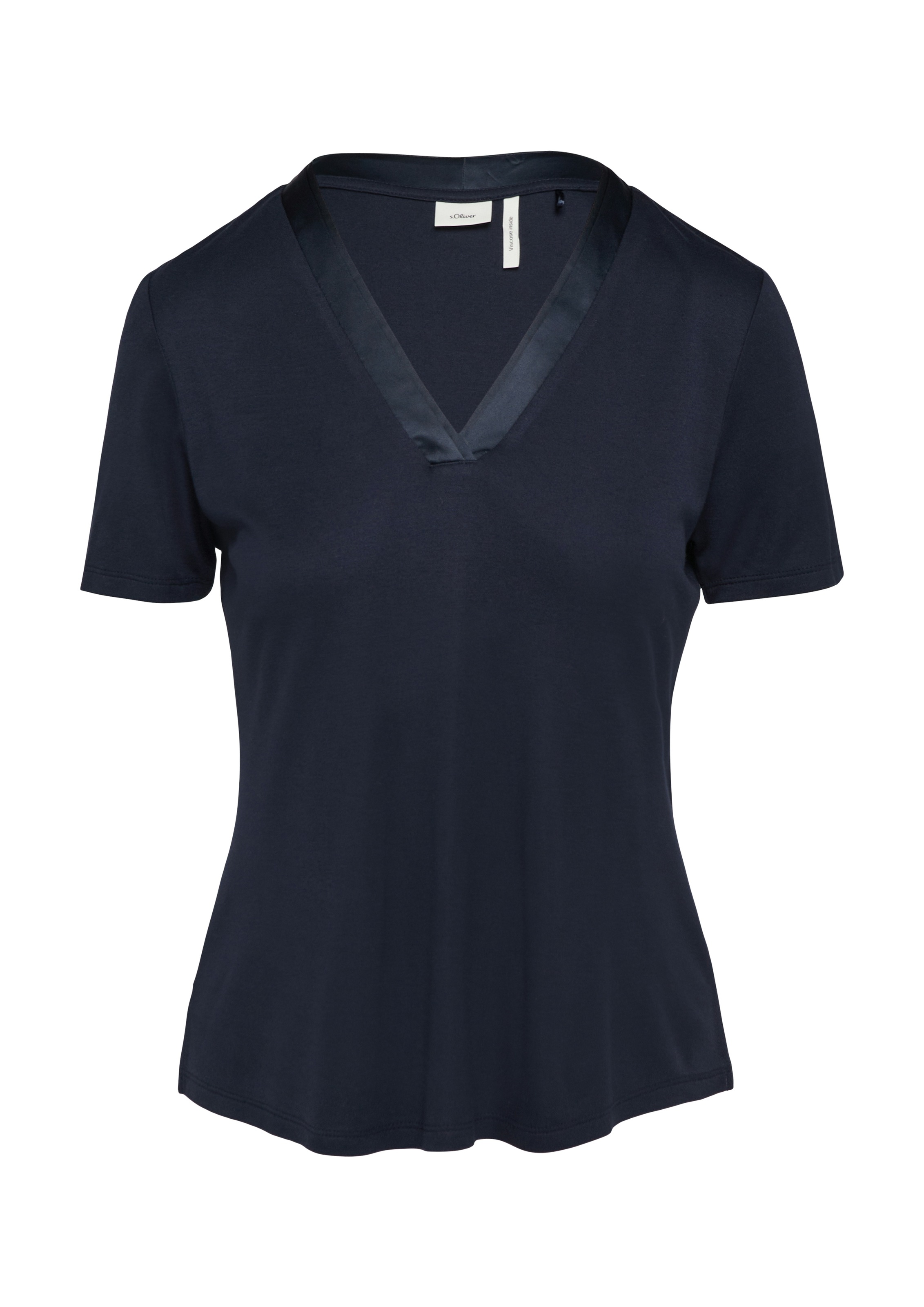 s.Oliver BLACK LABEL T-Shirt, mit satiniertem V-Ausschnitt