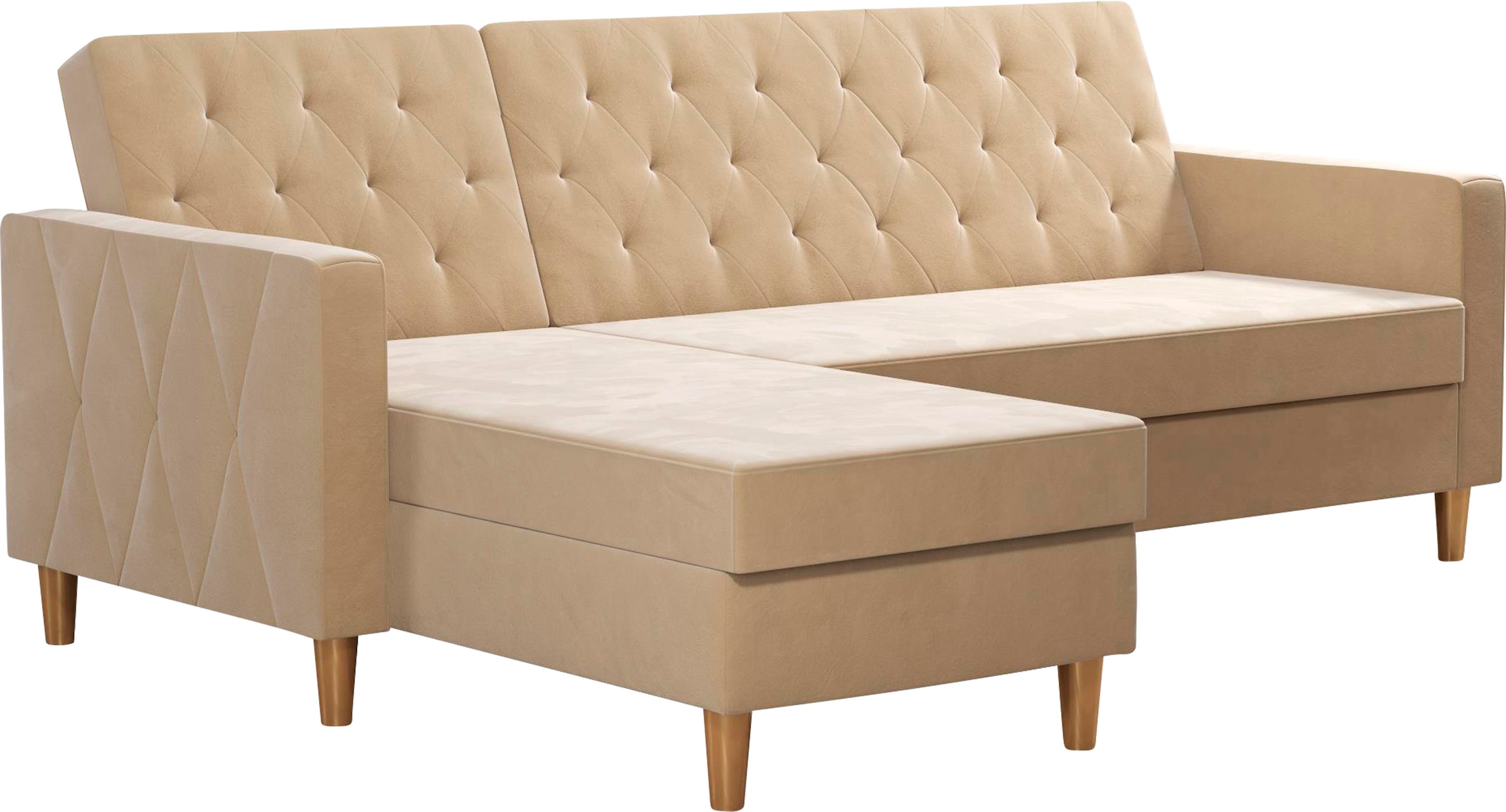 CosmoLiving by Cosmopolitan Ecksofa »Liberty, L-Form,« mit Schlafffunktion, Recamiere beidseitig montierbar, Sitzhöhe 43 cm
