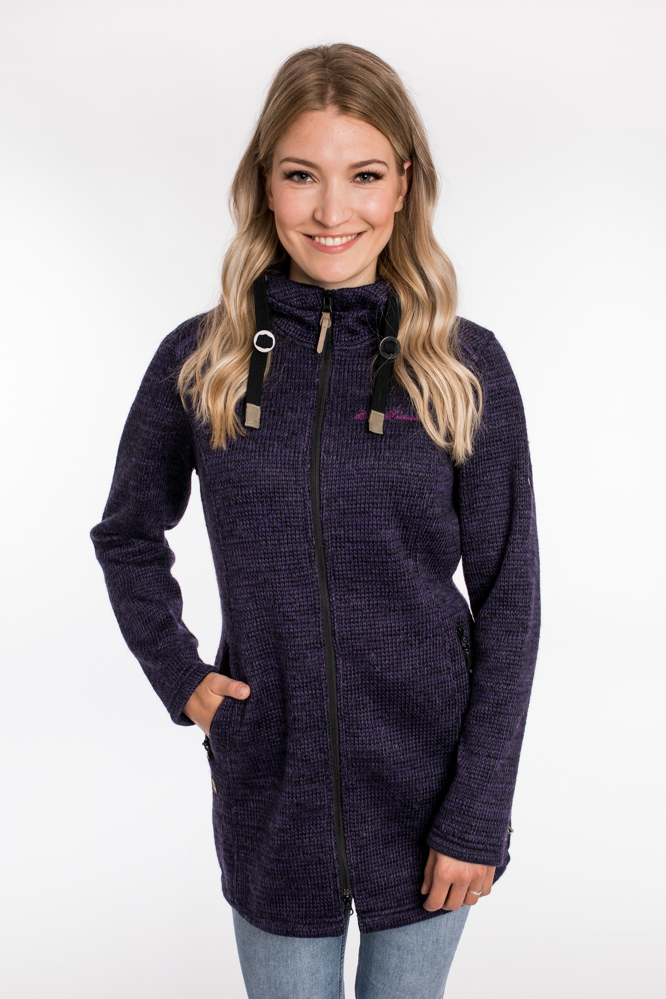 Image of DEPROC Active Strickfleecejacke "TYNDALL WOMEN" mit Kapuze in edler Melangeoptik