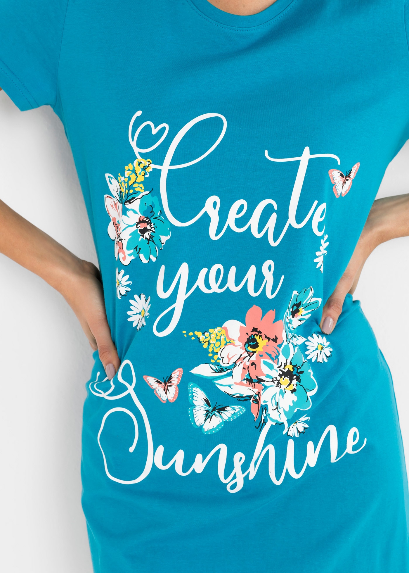 bonprix Nachthemd Packung, 2 tlg. für entspannte Stunden zu Hause, aus Baumwolle, mit kurzem Arm