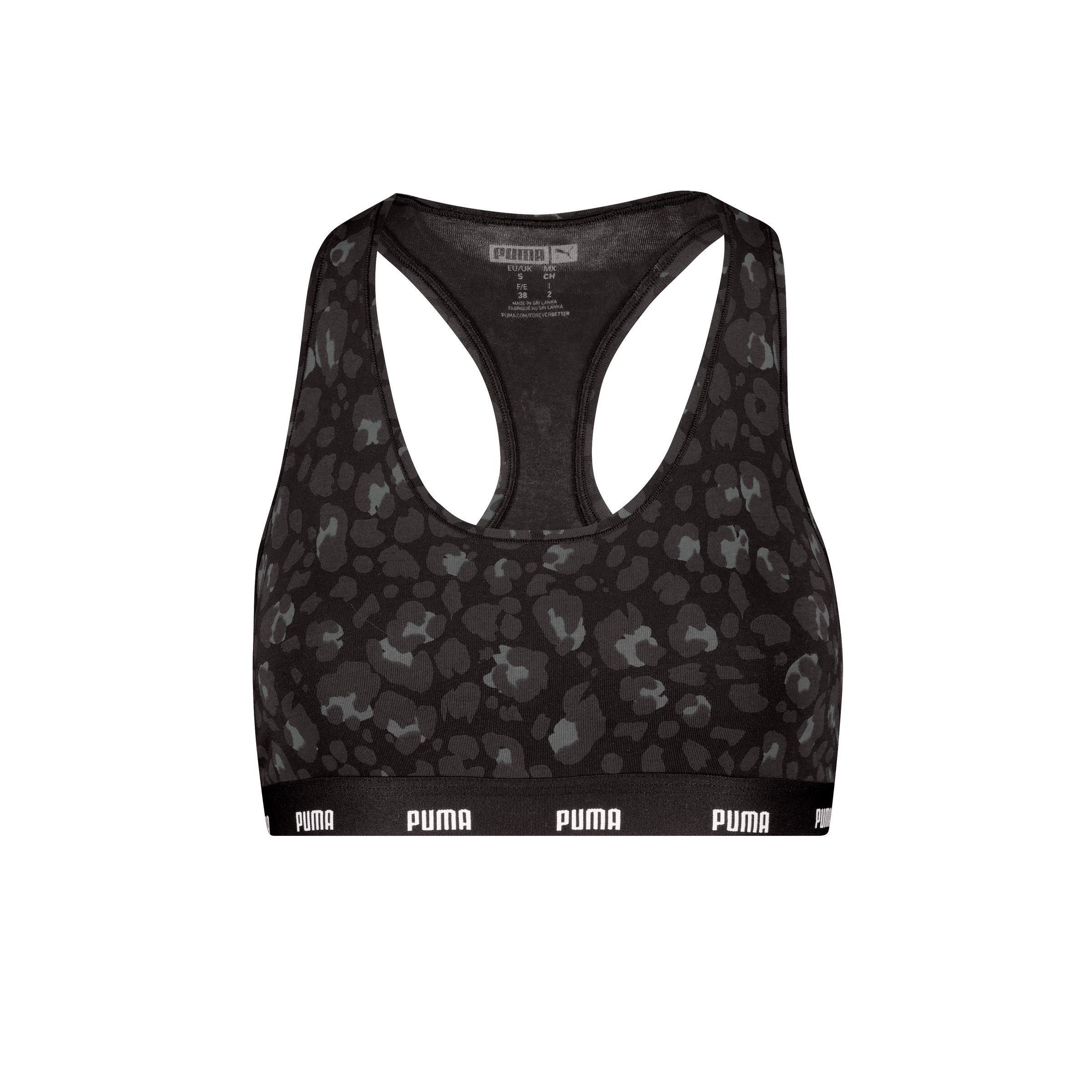 Image of PUMA Crop-Top "WOMEN PRINTED RACER BACK TOP" Animal-Design, Logoschriftzug, Rundhalsausschnitt