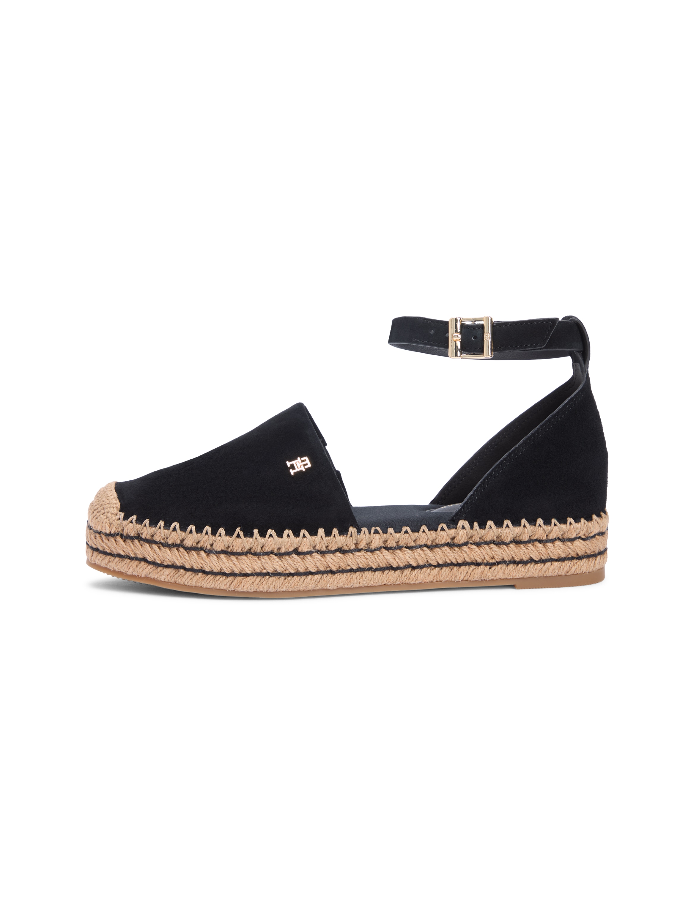 Tommy Hilfiger Riemchenballerina »TH PLATFORM ESPAD SUEDE STRAP«  Sommerschuh, Plateausandalette mit verstellbarem Fersenriemchen