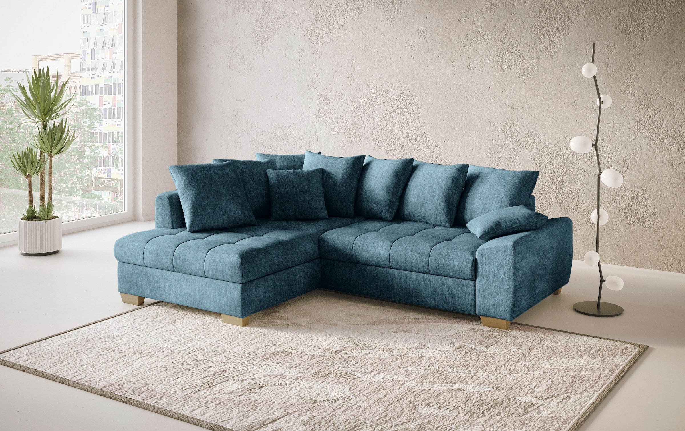 Mr. Couch Ecksofa »Nikita II, L-Form, bis 140kg pro Sitzplatz belastbar«, mit Kaltschaumpolsterung, wahlweise mit Bett und Bettkasten