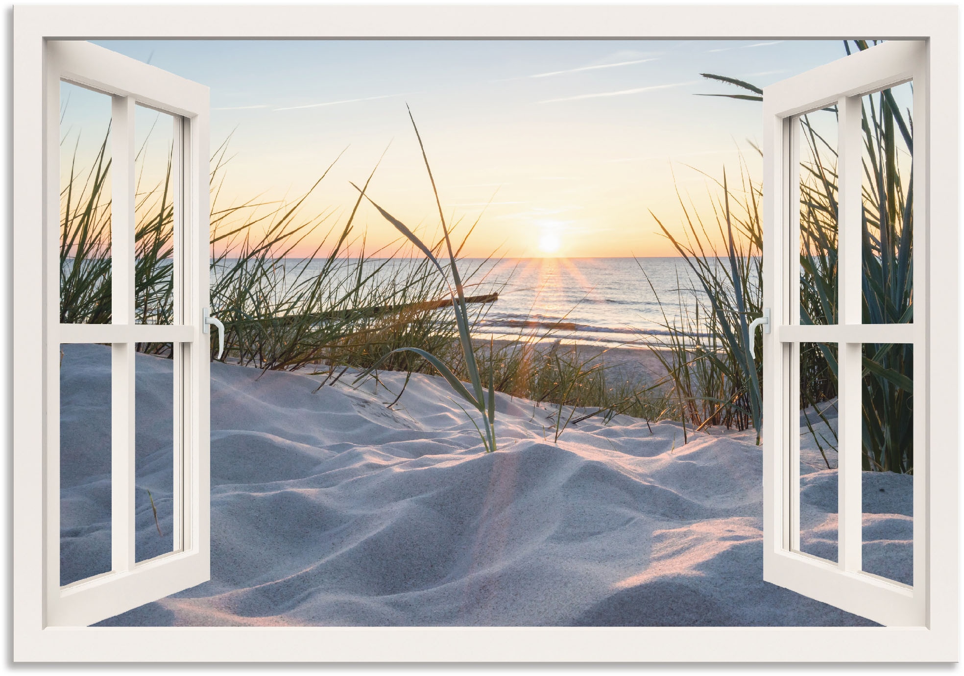 Image of Artland Wandbild "Ostseestrand durchs Fenster" Meer Bilder 1 Stk. tlg. als Alubild, Leinwandbild, Poster, Wandaufkleber in verschied. Grössen