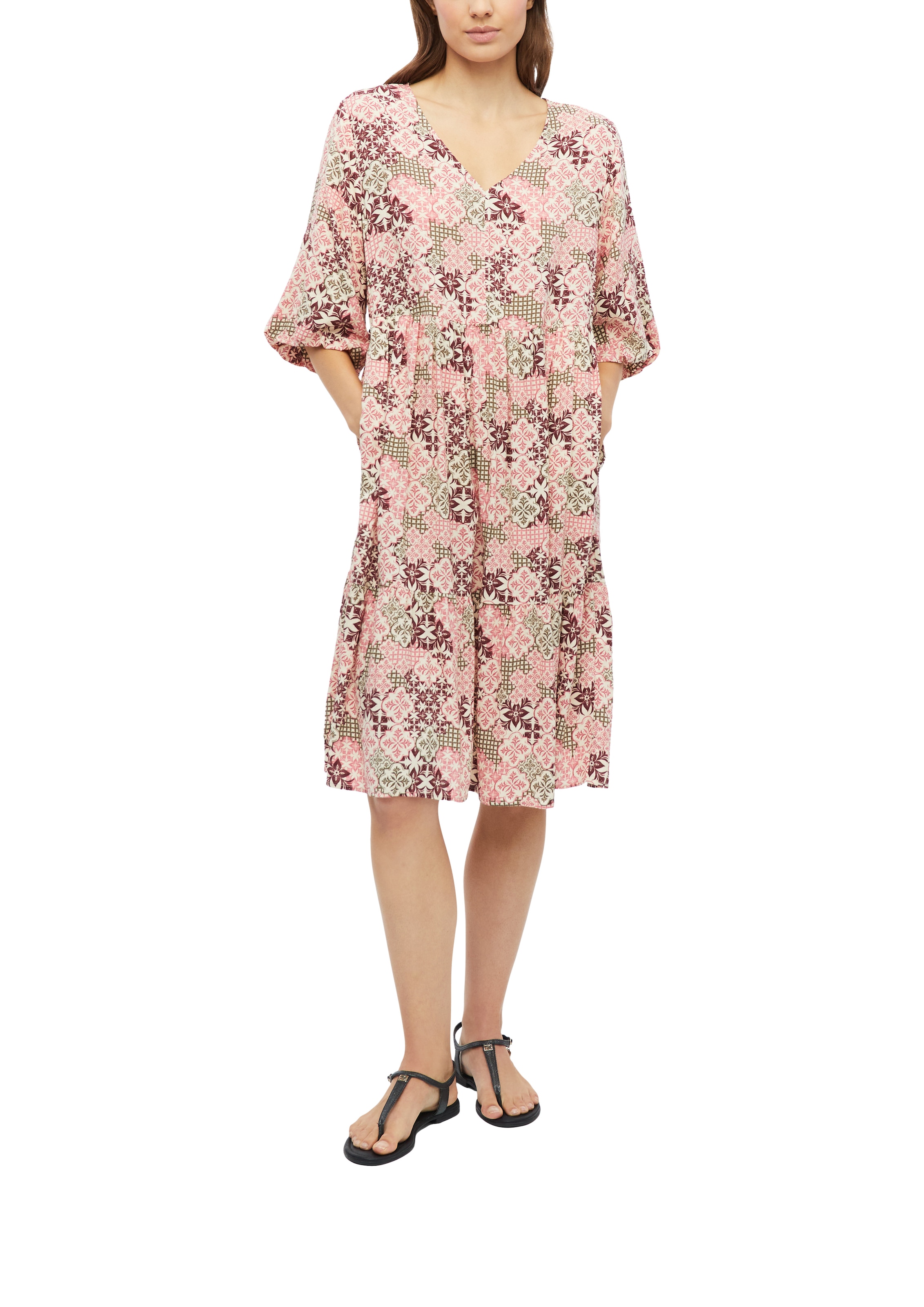 Image of s.Oliver Blusenkleid Ohne Taschen Langes Sommerkleid mit Viskose
