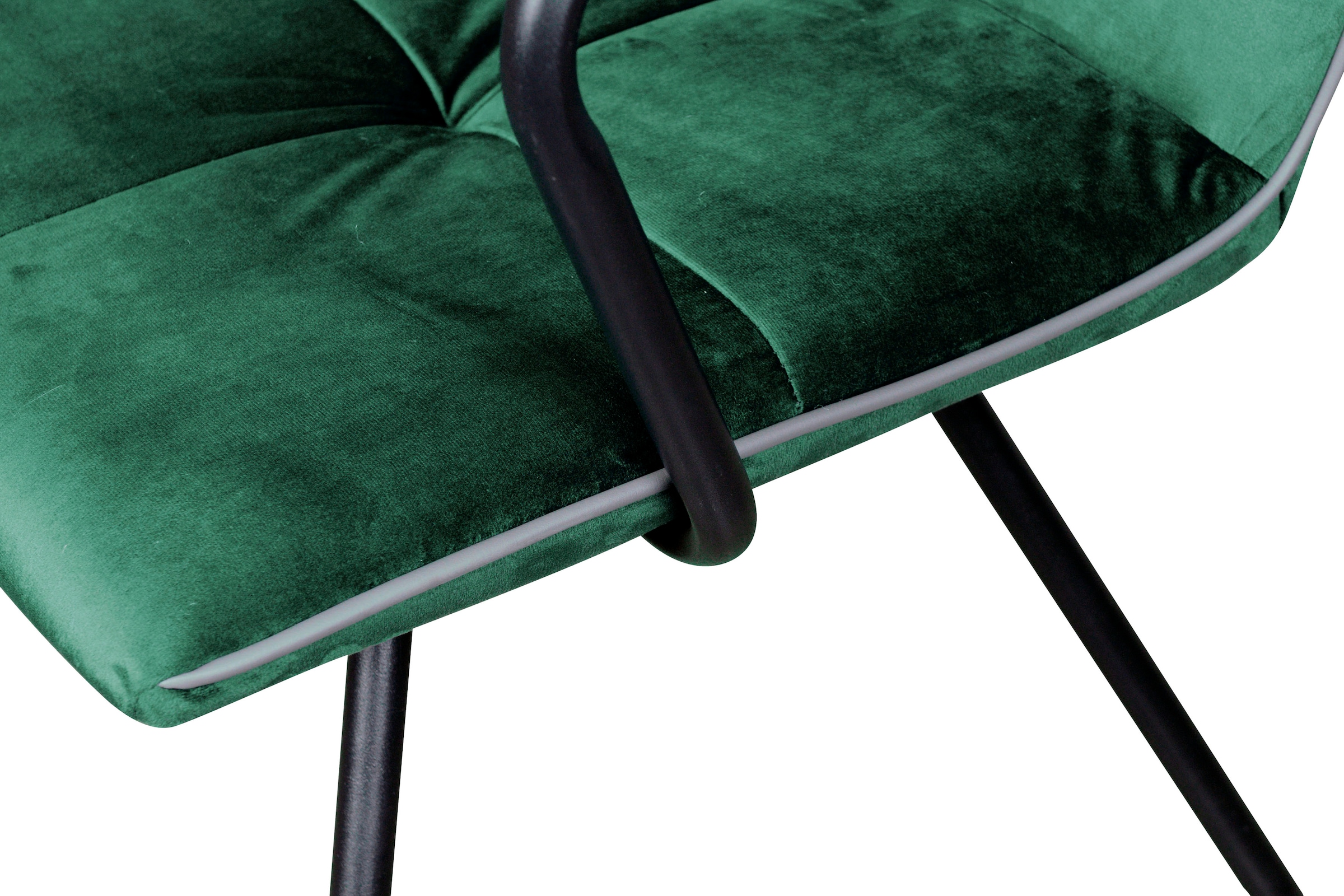 Kayoom Polsterstuhl »Stuhl Eaden 225 2er-Set, samtiger Stoffbezug, Paspel aus Kunstleder«, (Set), 2 St., stilvoll, pflegeleicht, zeitgemässe Farbgebung, samtiger Stoffbezug