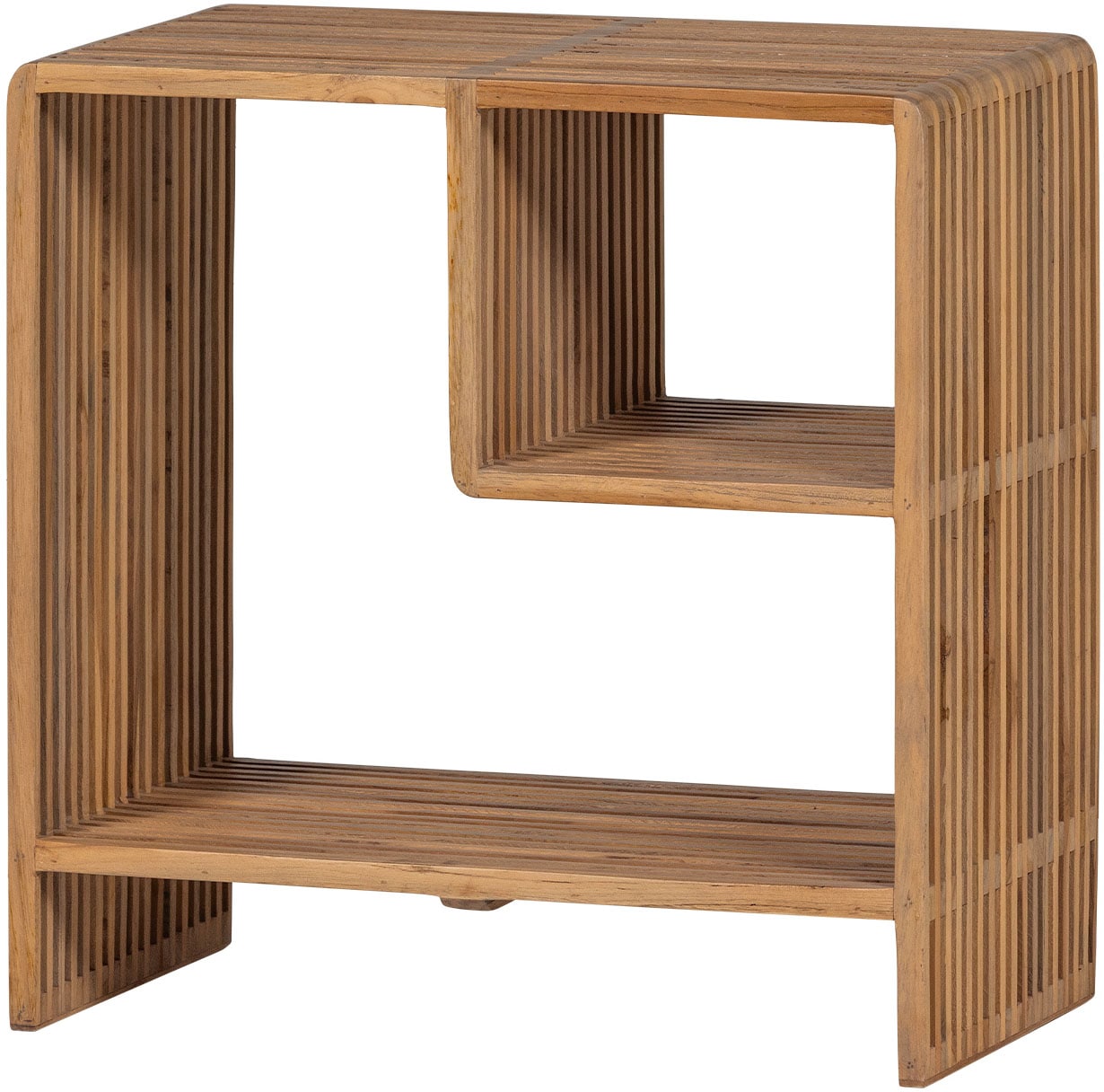 WOOOD Table d'appoint »Jasmijn aus recyceltem Teakholz mit zusätzlichem Fach 55x30x55 cm« Forme organique, compartiment supplémentaire, livré préassemblé