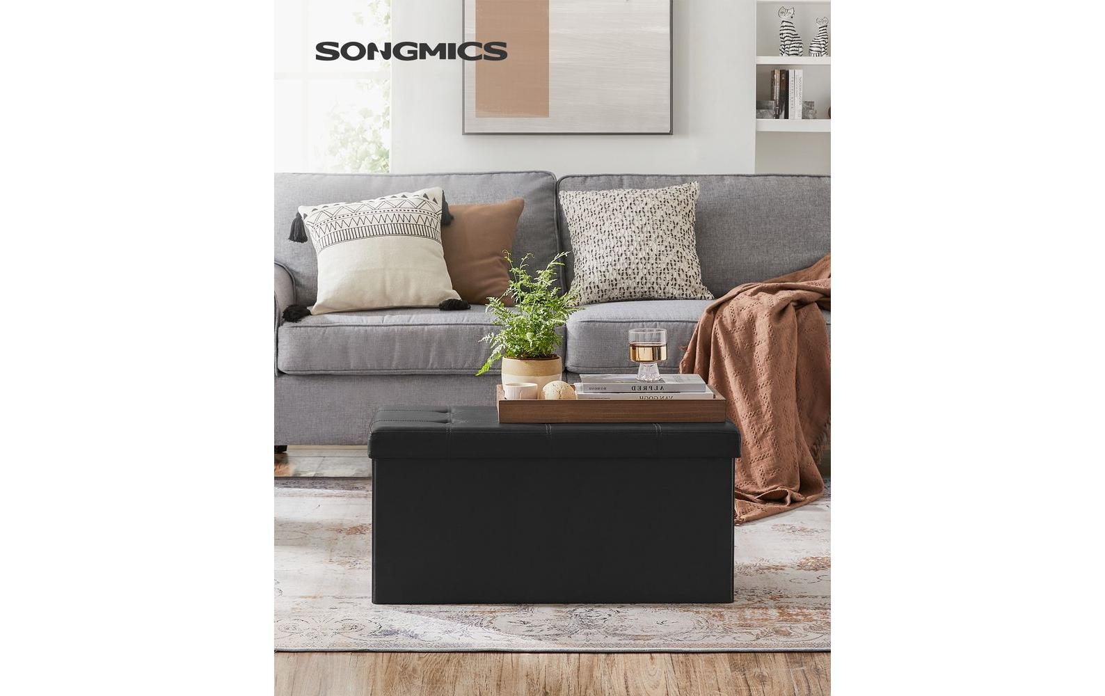 SONGMICS Sitztruhe »mit Aufbewahrung 76 x 38 cm Schwarz«