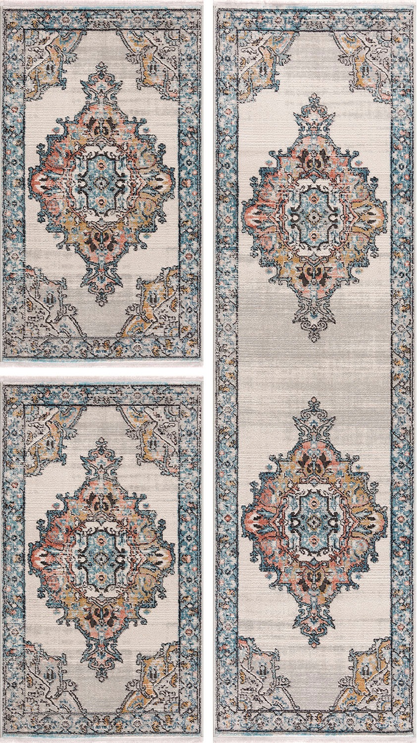 Image of Carpet City Bettumrandung »Novel 8640«, (3 tlg.), Vintage Bettvorleger, Fransen, Used-Look, Multicolor, Läuferset für Schlafzimmer bei Ackermann Versand Schweiz