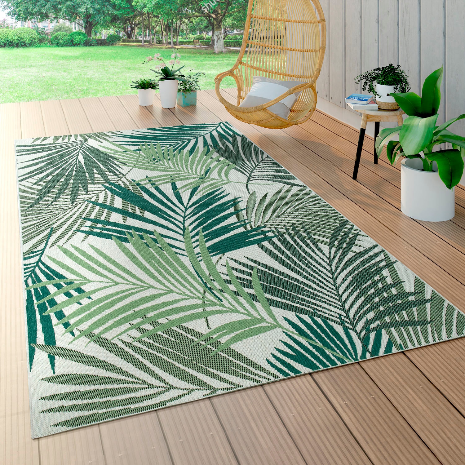 Paco Home Teppich »Ostende 534«, rechteckig, Flachgewebe, Motiv  Palmenblätter, In- und Outdoor geeignet, Wohnzimmer kaufen
