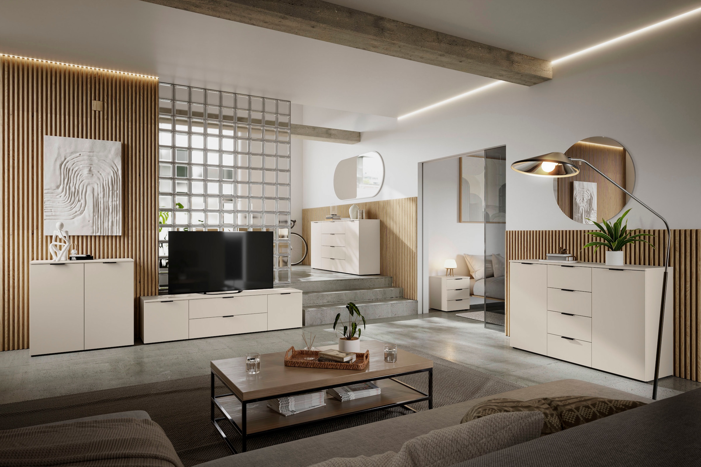 HBZ Sideboard »Linz Kommode, BxHxT 90x90x40cm« 1 Stk. tlg. Breite 90cm,Lip-Griff,Melaminbeschichtung