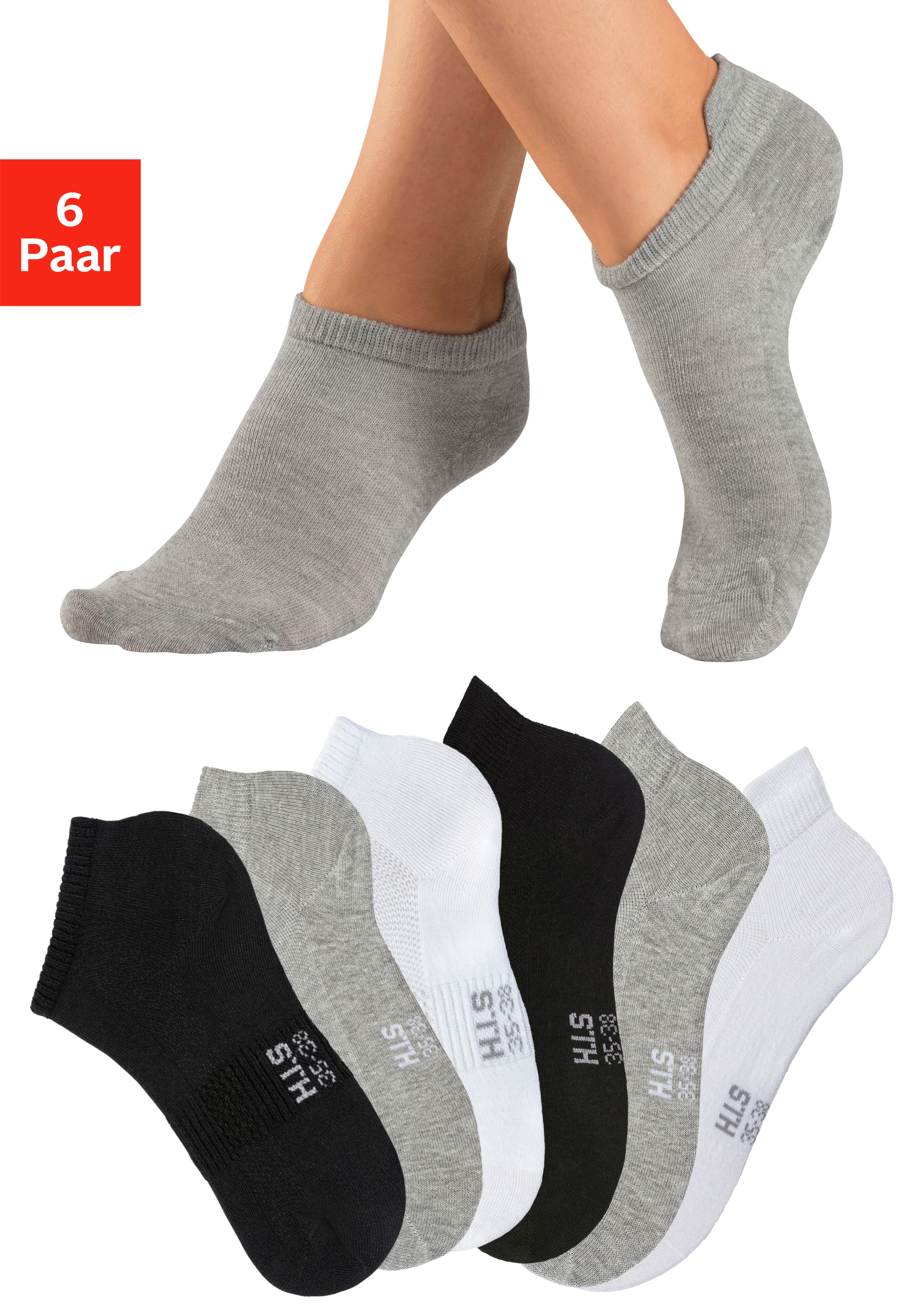 Image of H.I.S Sportsocken Packung, 6 Stk. tlg. Kurzsocken und Sneakersocken in einem Pack