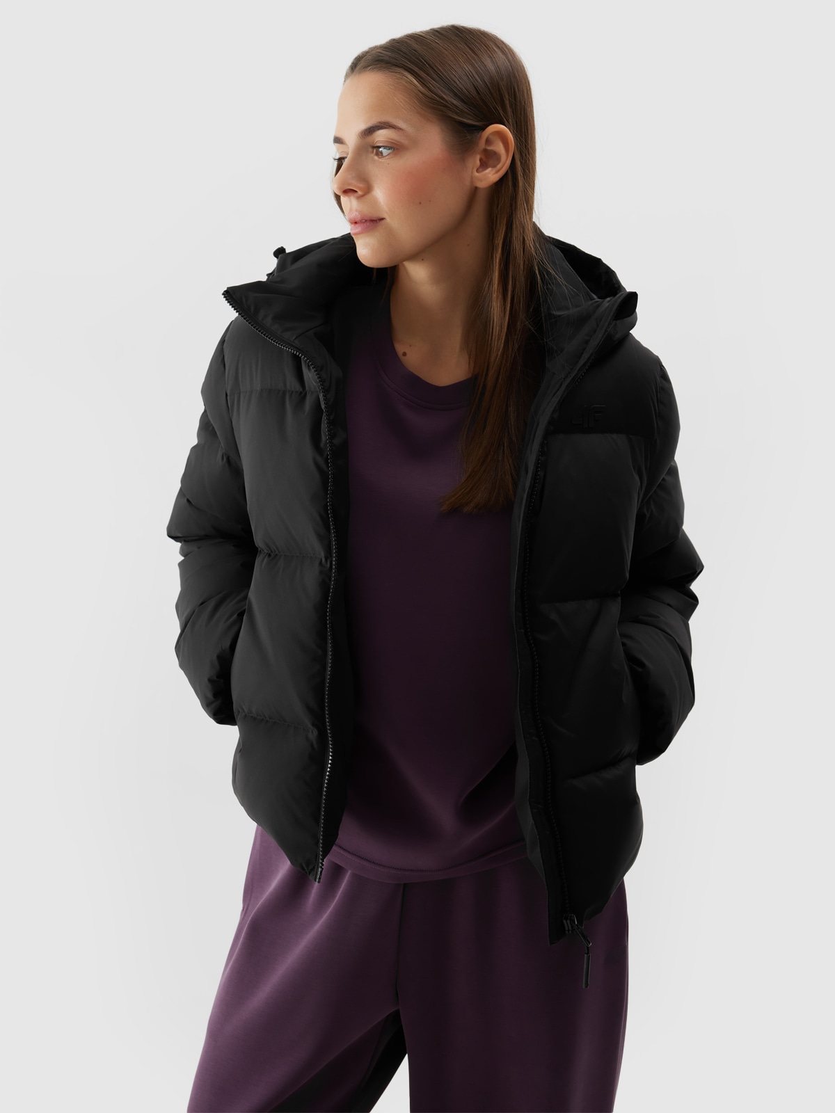 4F Daunenjacke, mit Kapuze, Winterjacke