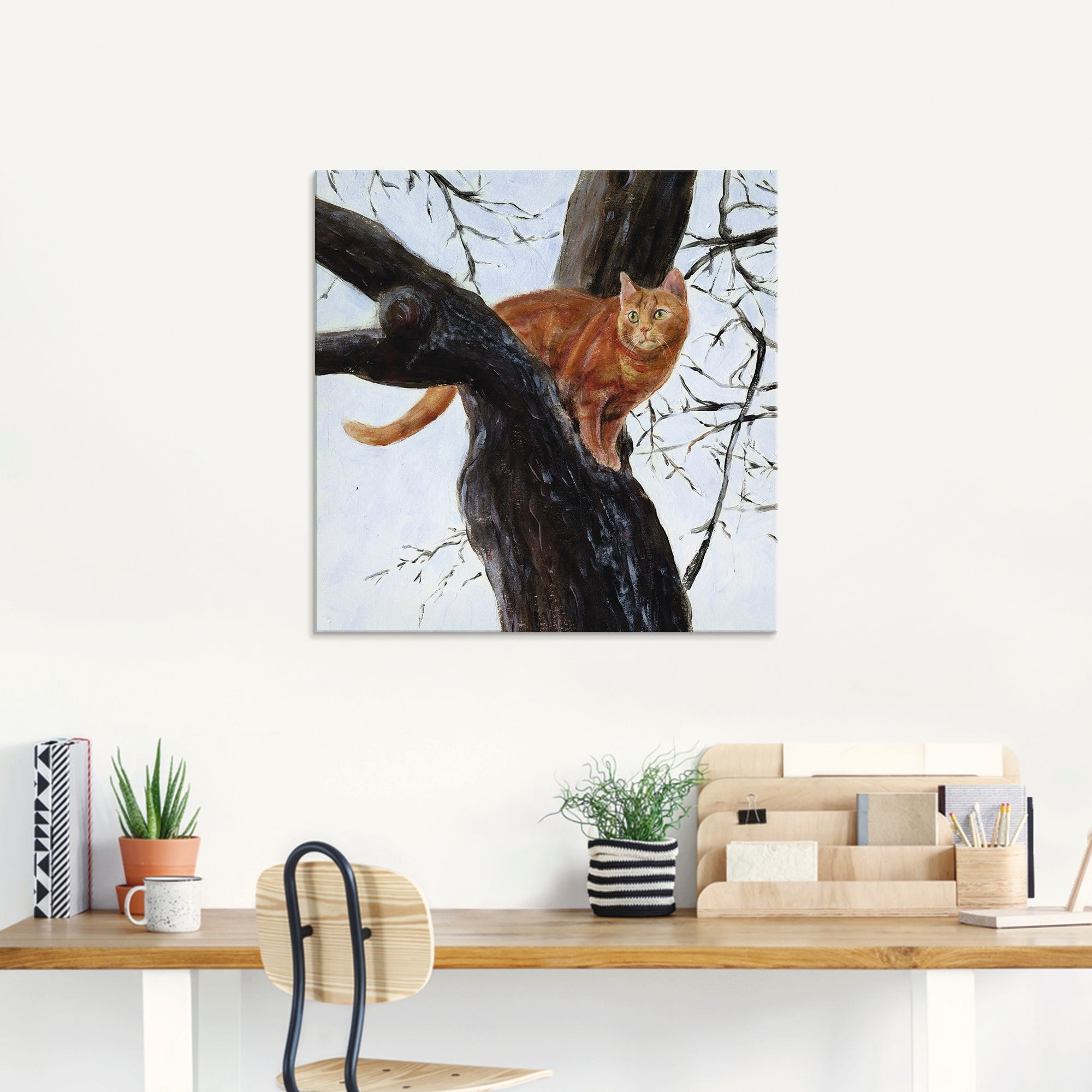 Artland Glasbild »Katze im Baum«, Haustiere, (1 St.), in verschiedenen Grössen