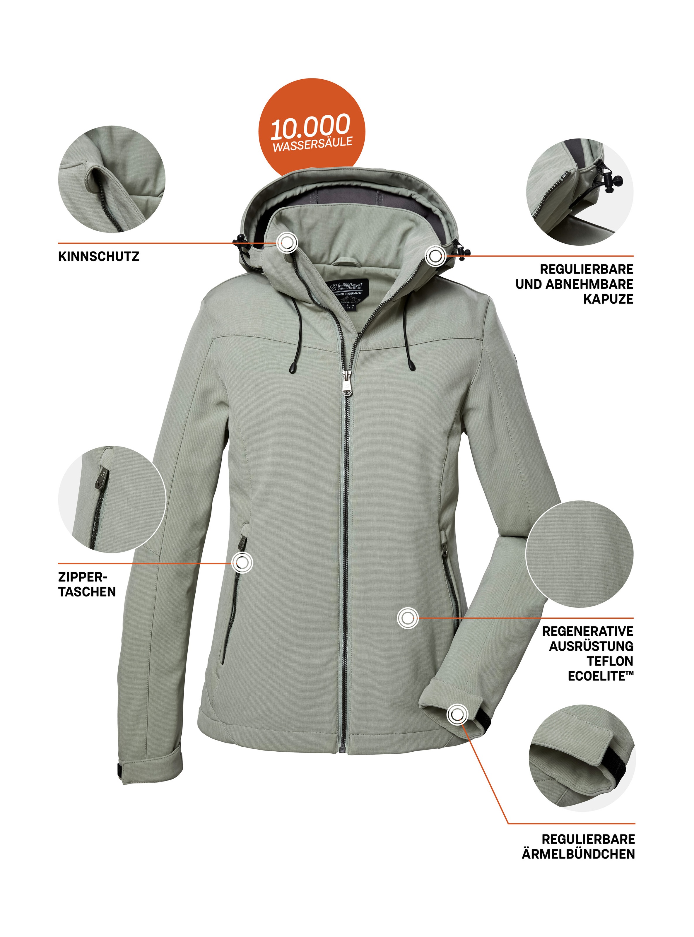 Killtec Veste softshell »Damen Softshelljacke« veste softshell déperlante et coupe-vent avec capuche amovible